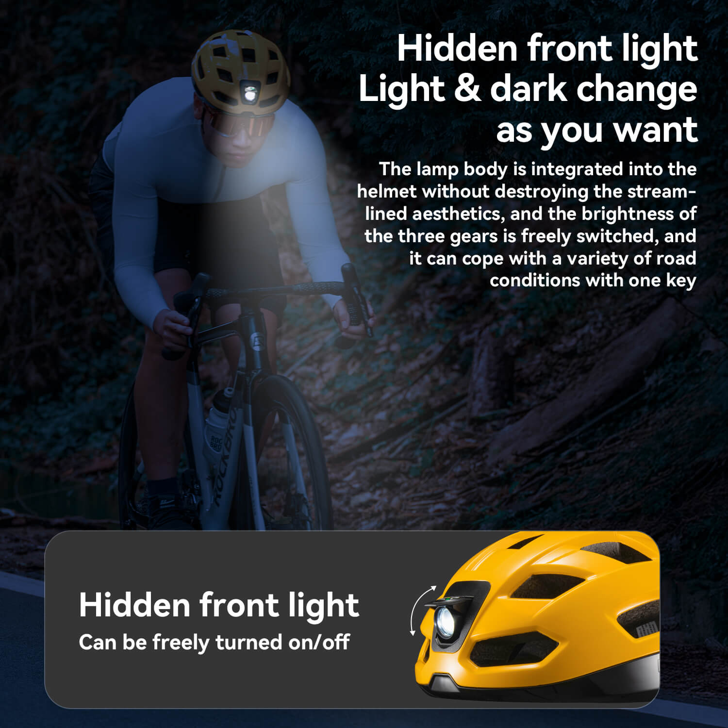 rockbros dual-light smart cycling helmet with remote control for safe night rides
#color_blue