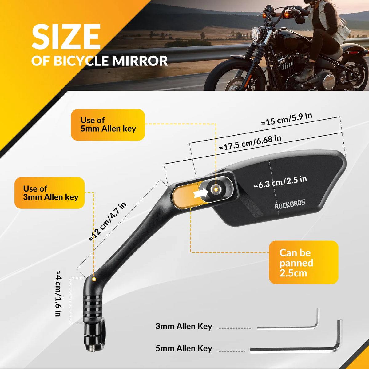 ROCKBROS bike rear view mirror for bicycle handlebars.
#options_left