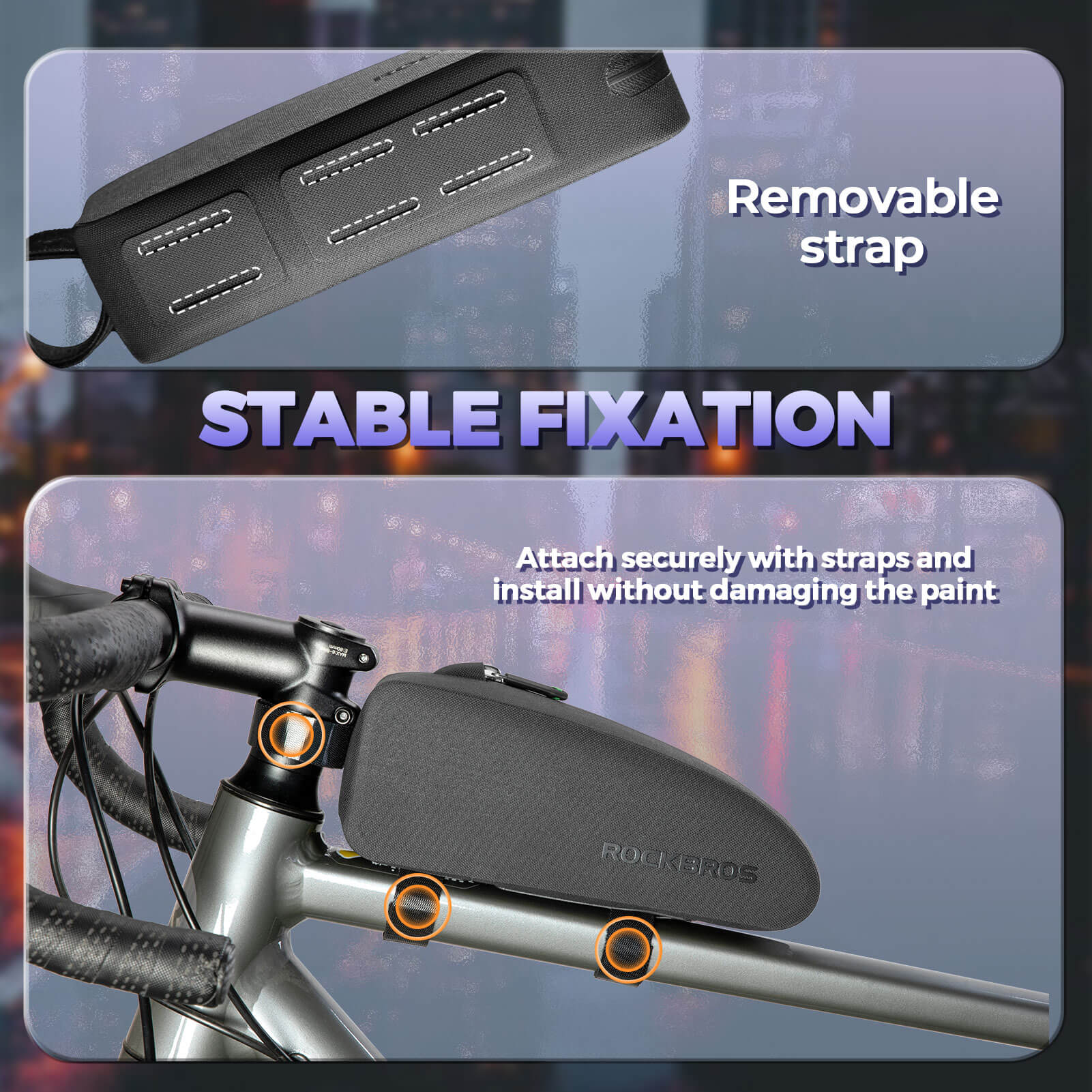 ROCKBROS waterproof cycling frame bag for outdoor biking.
#size_M (1.6L)