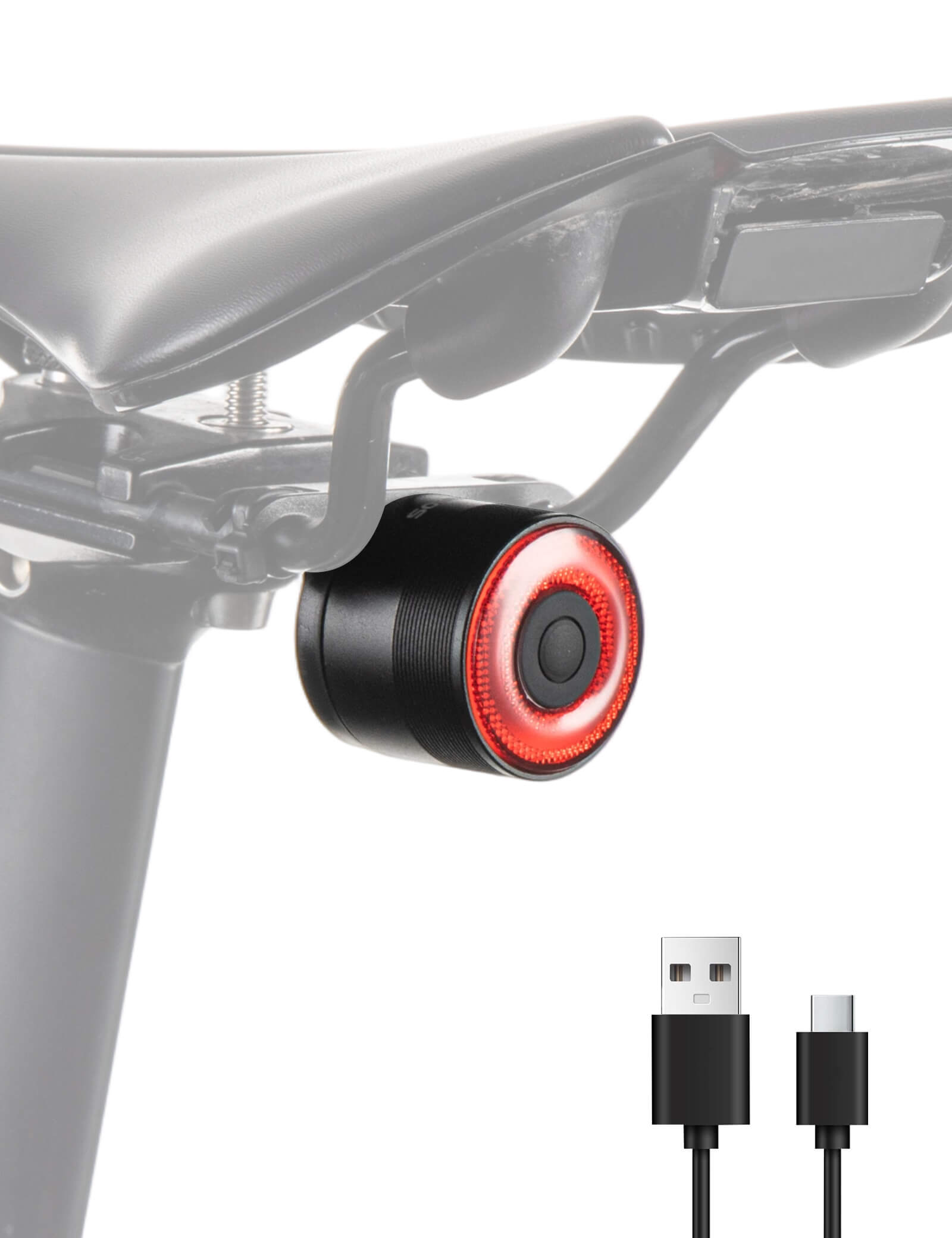 rockbros brake-sensing bike rear light for night cycling safety.