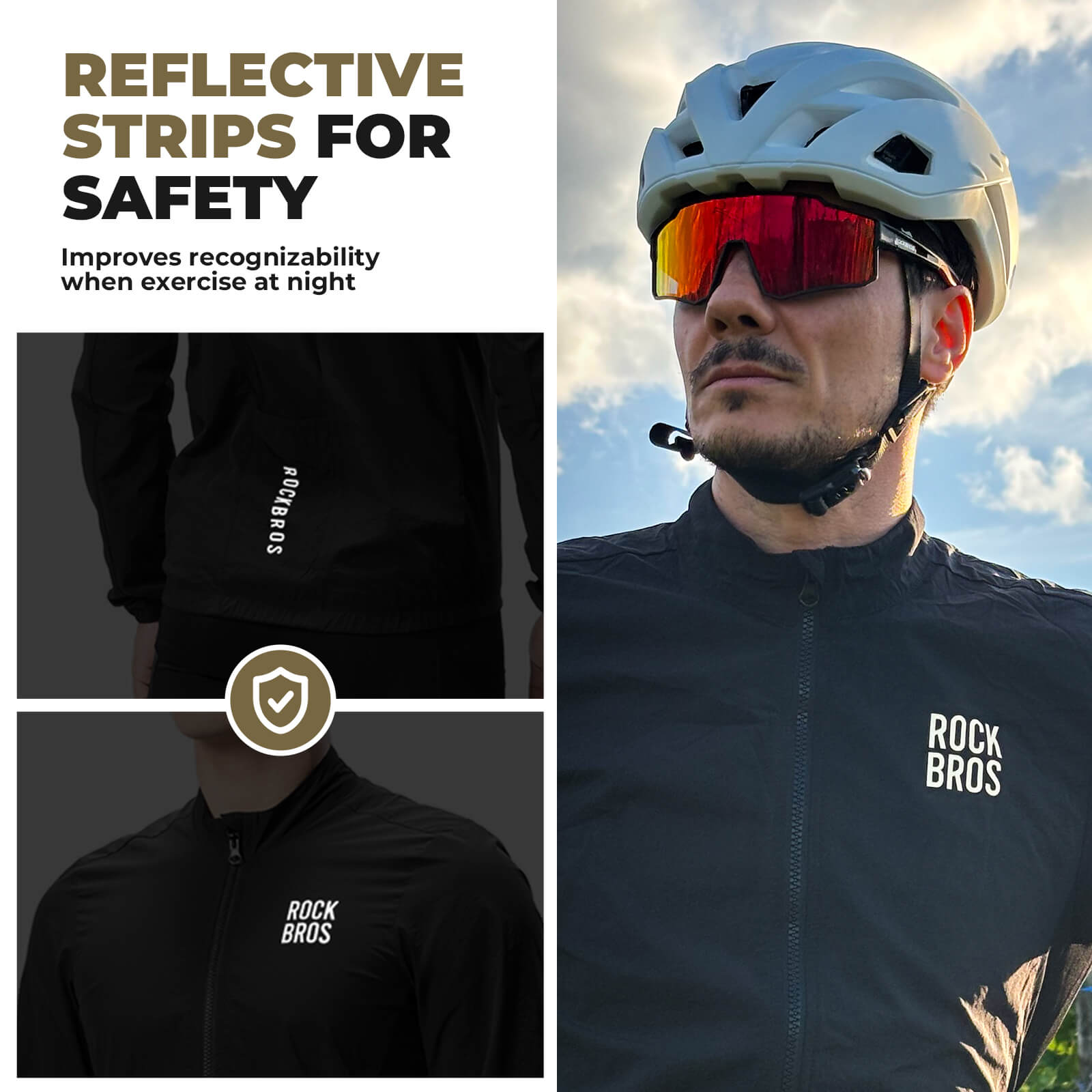 rockbros ultralight windproof cycling jacket for morning road rides.
#color_earth green