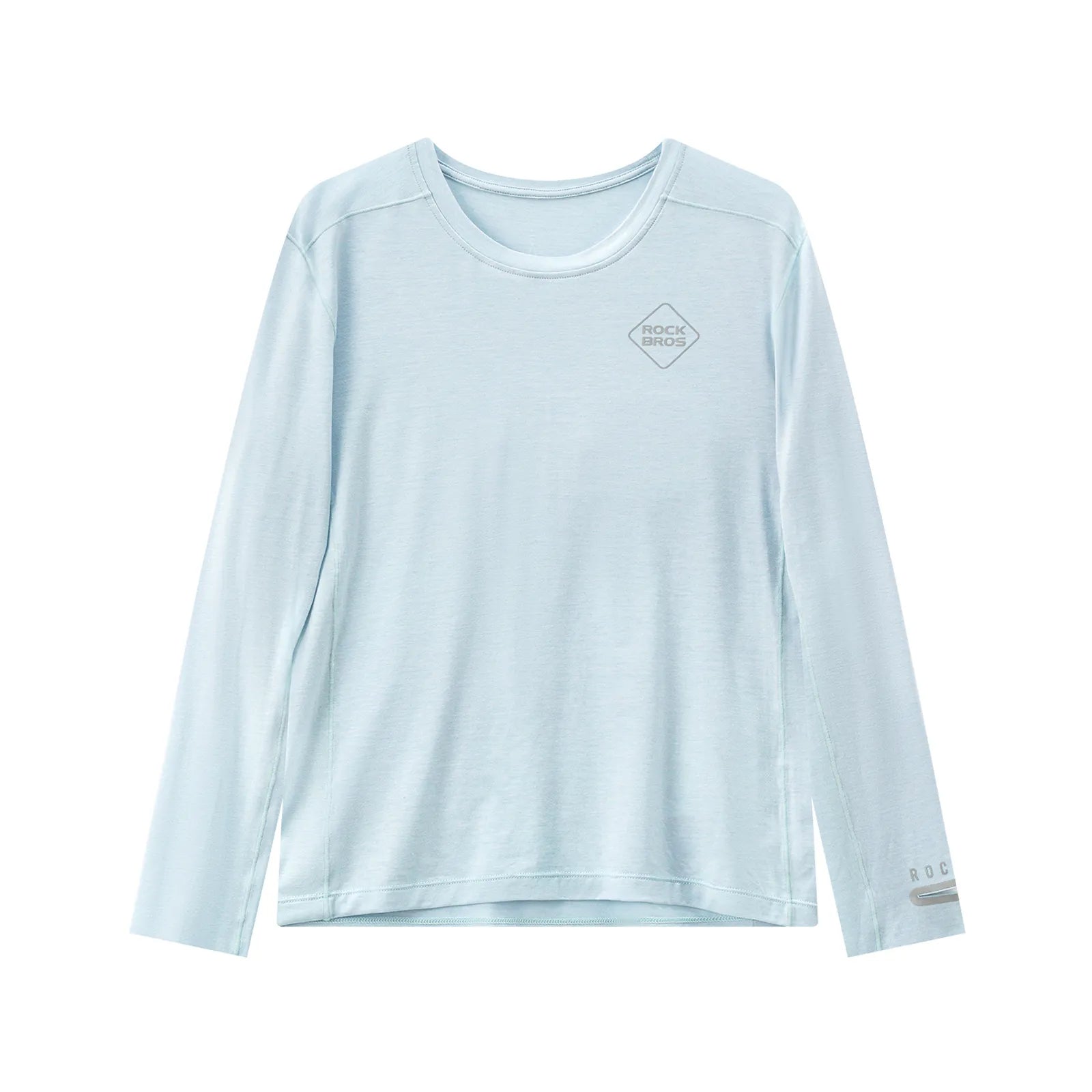 Close-up shot of lightweight merino wool and Tencel blend fabric texture on ROCKBROS long sleeve shirt.
#color_sky blue