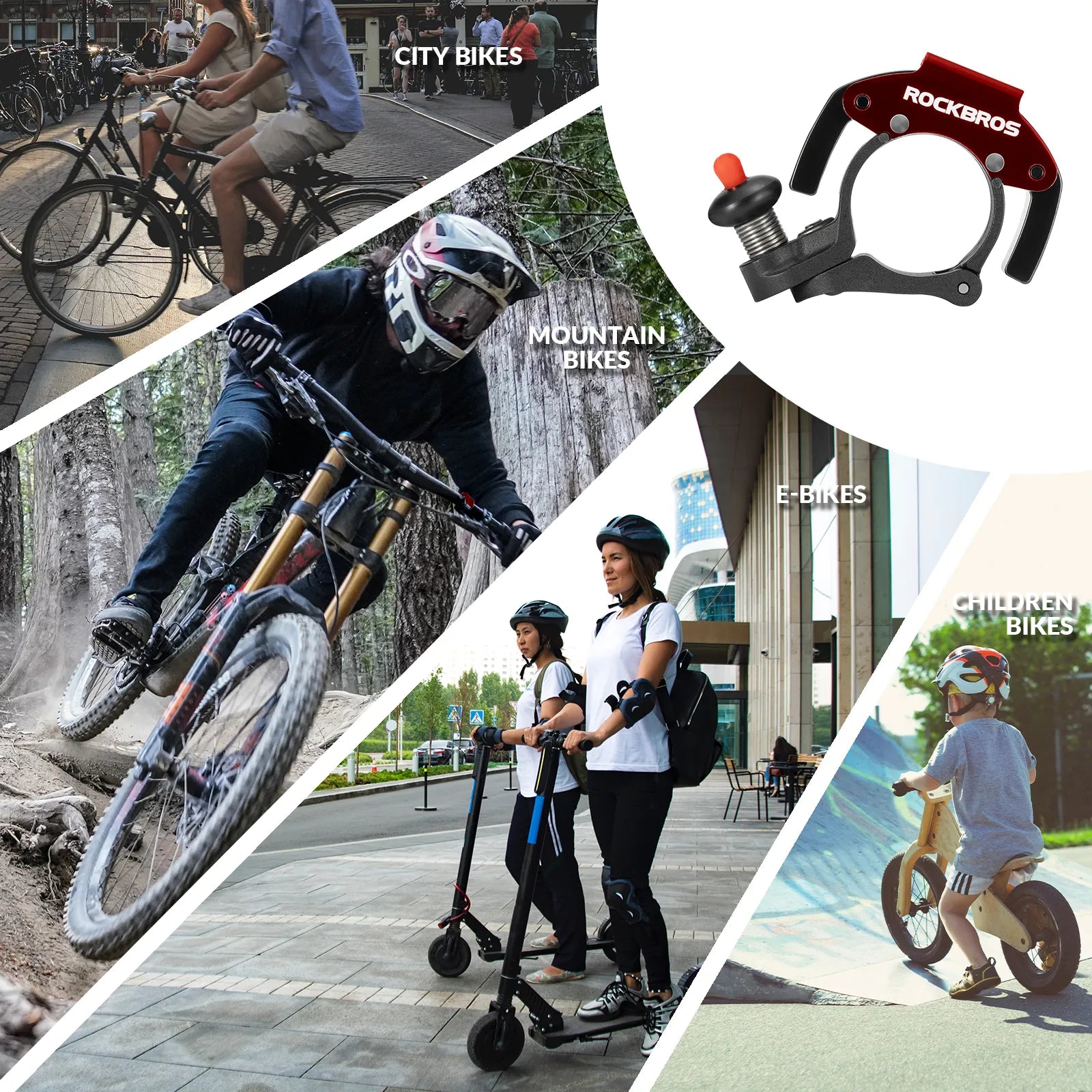 ROCKBROS C-Shape Mini Bike Bell in black, hidden bicycle bell for 22.2mm handlebars
#color_red