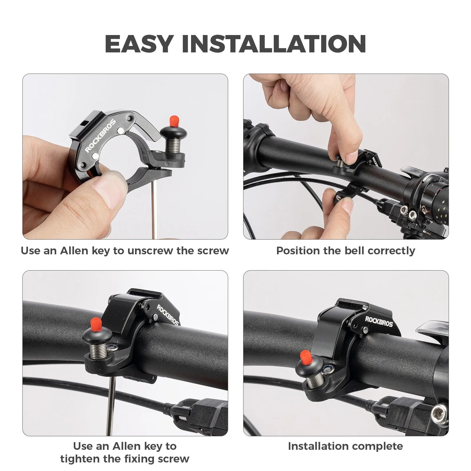 ROCKBROS C-Shape Mini Bike Bell in black, hidden bicycle bell for 22.2mm handlebars
#color_red