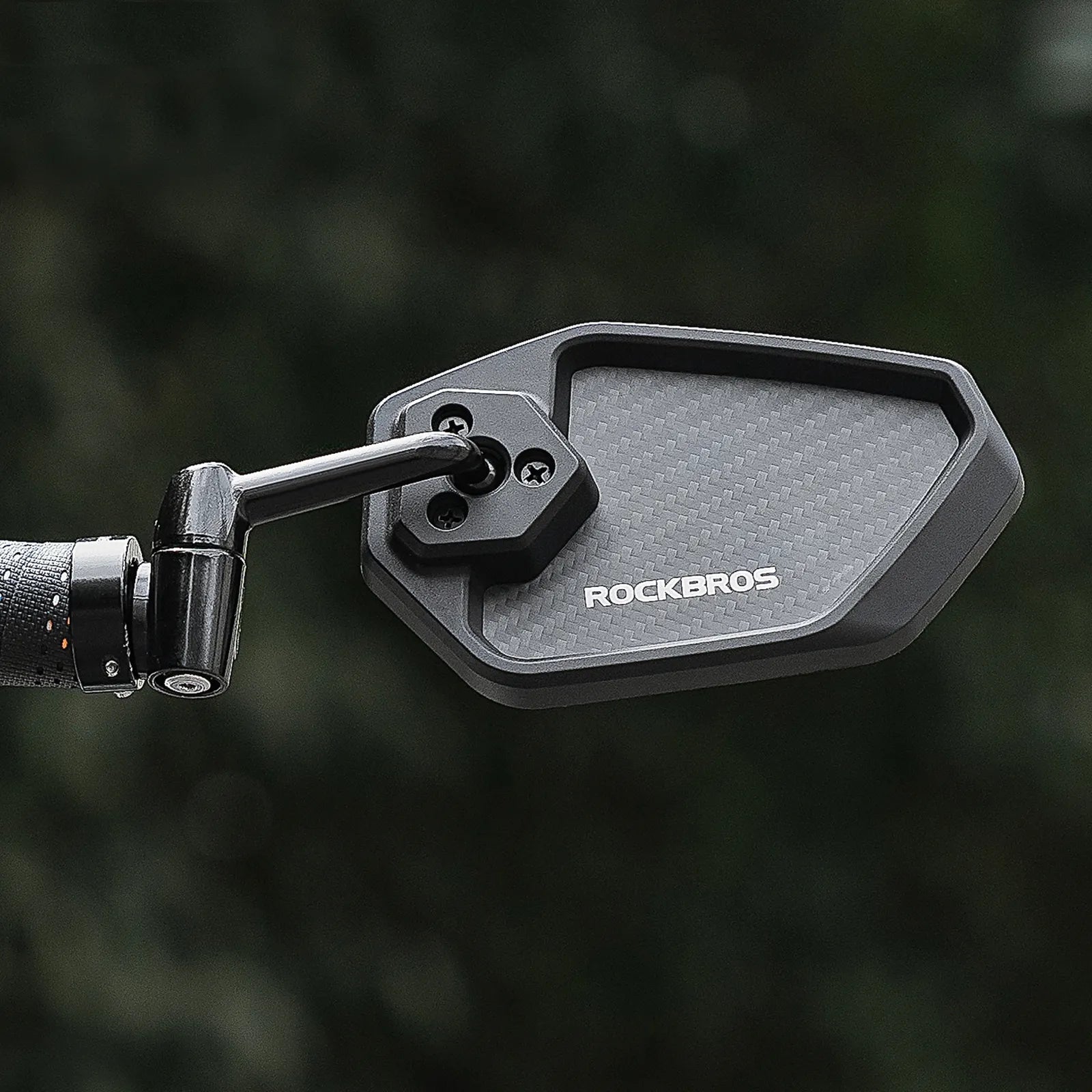 RockBros carbon fibre bike bar end mirror with HD anti-glare convex glass mounted on bicycle handlebar