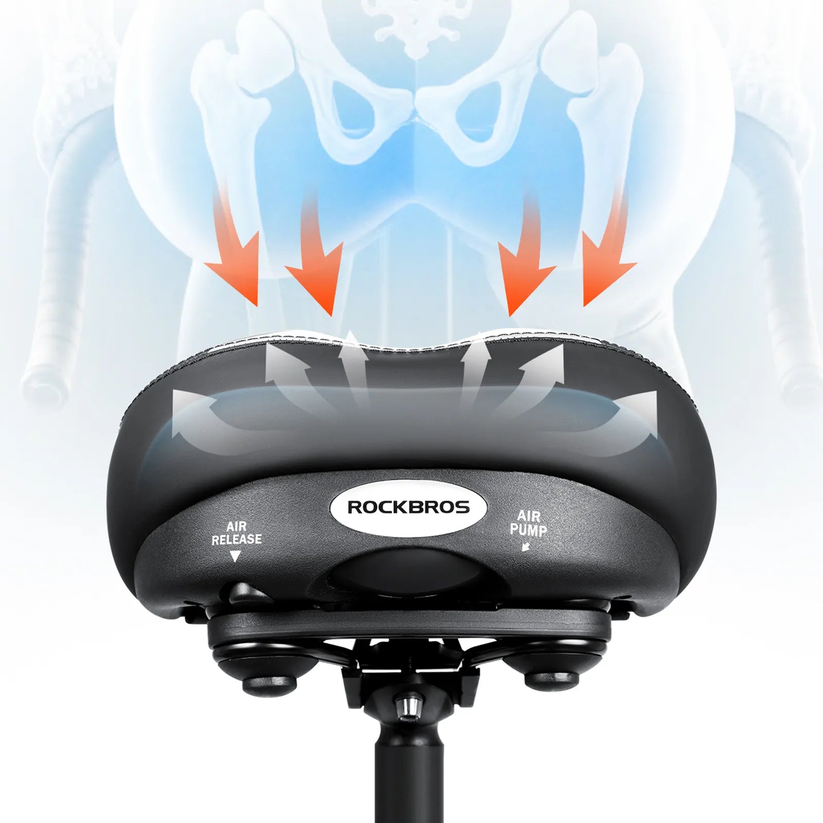 Waterproof and breathable material texture of ROCKBROS comfortable cycling seat.