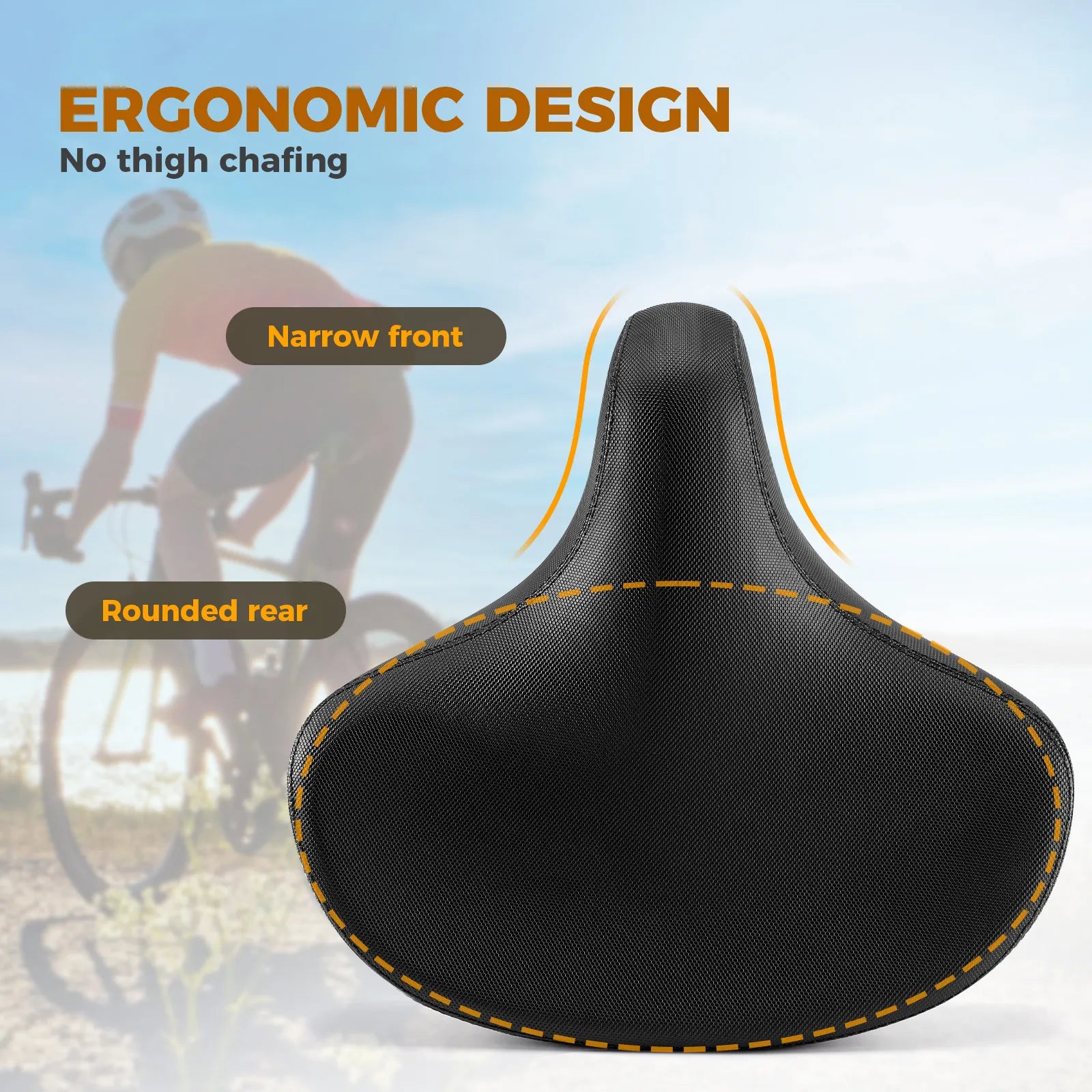 Rockbros ComfortMax extra wide bike saddle for comfortable commuting and city riding.