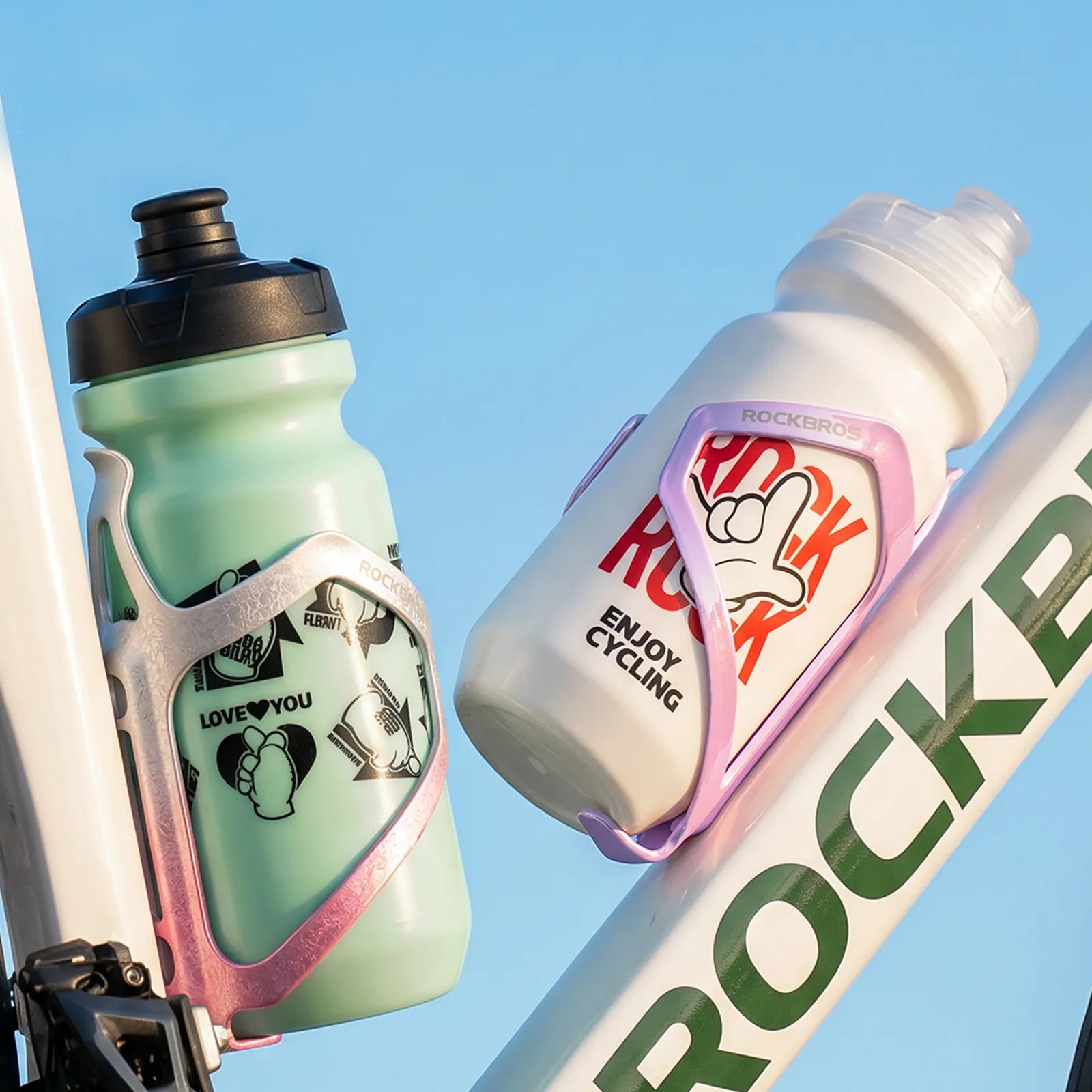 ROCKBROS CR-56 lightweight electroplated aluminium bike bottle cage in shiny metallic finish.
#color_white