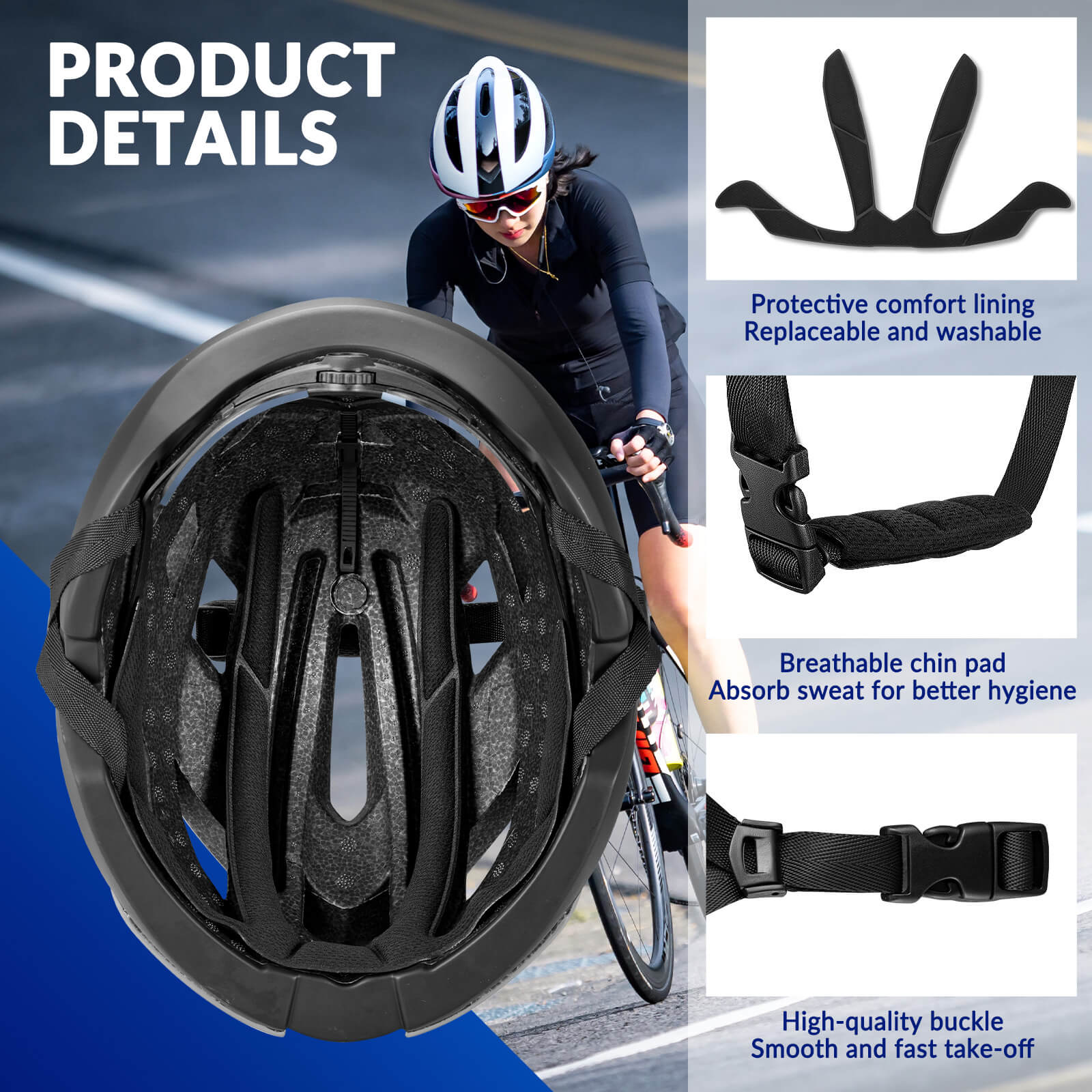 rockbros lightweight cycling helmet for road and mountain riding safety.
#color_pink
