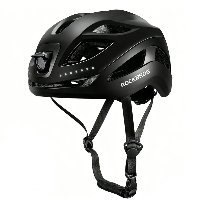 ROCKBROS smart bike helmet with integrated front and rear LED safety lights