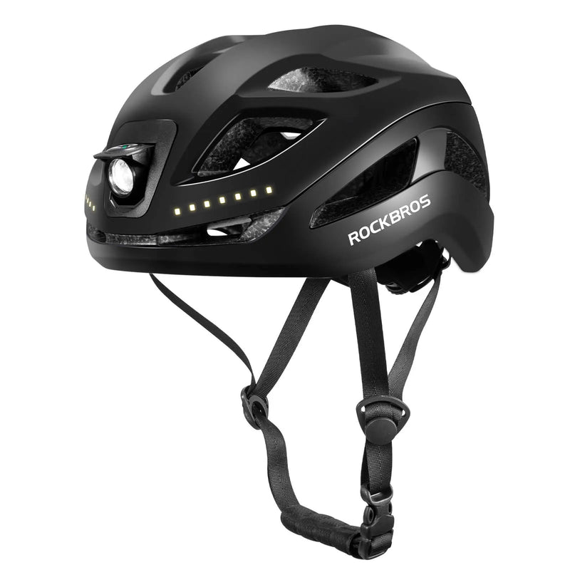 ROCKBROS smart bike helmet with integrated front and rear LED safety lights