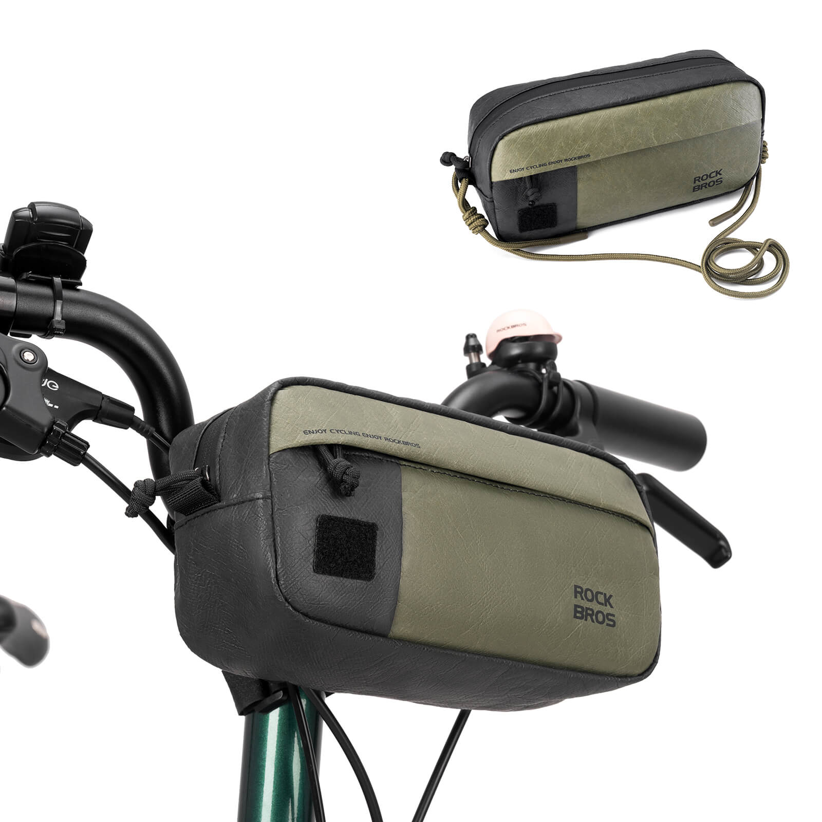 rockbros lightweight bike front bag made with tear-resistant paper material.