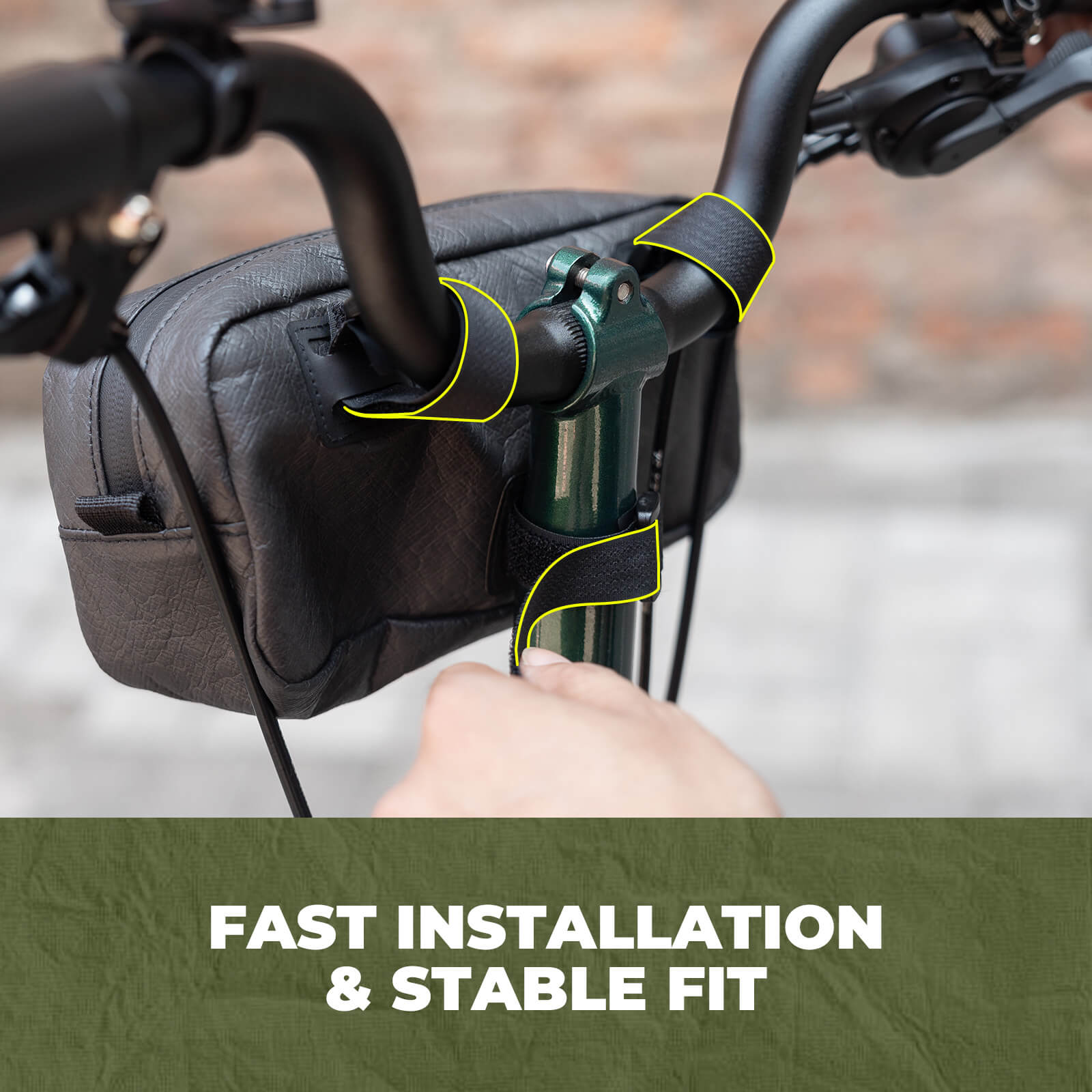 rockbros lightweight bike front bag made with tear-resistant paper material.