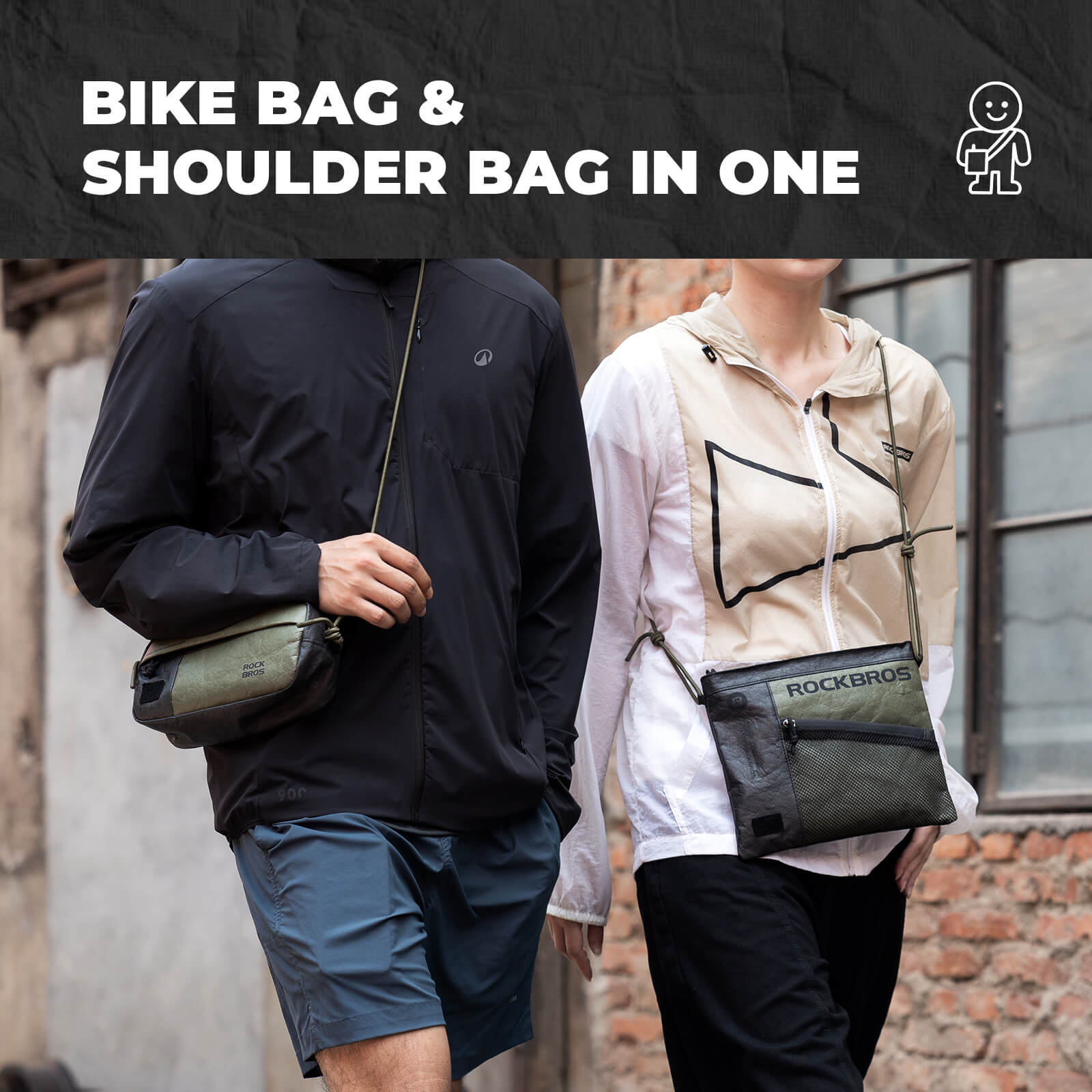 rockbros lightweight bike front bag made with tear-resistant paper material.