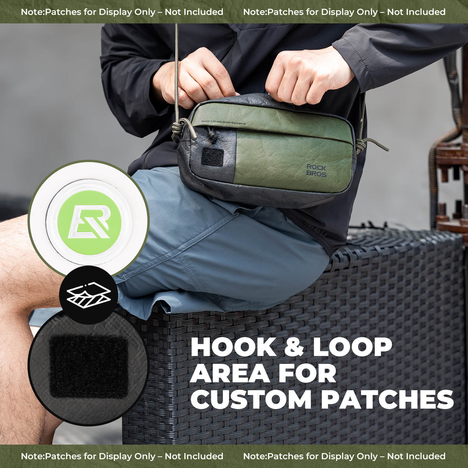 rockbros lightweight bike front bag made with tear-resistant paper material.