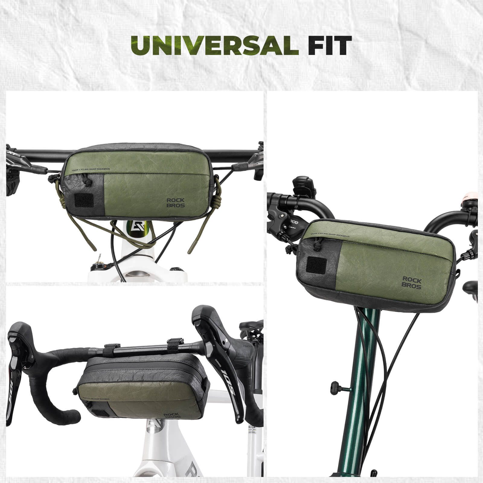 rockbros lightweight bike front bag made with tear-resistant paper material.