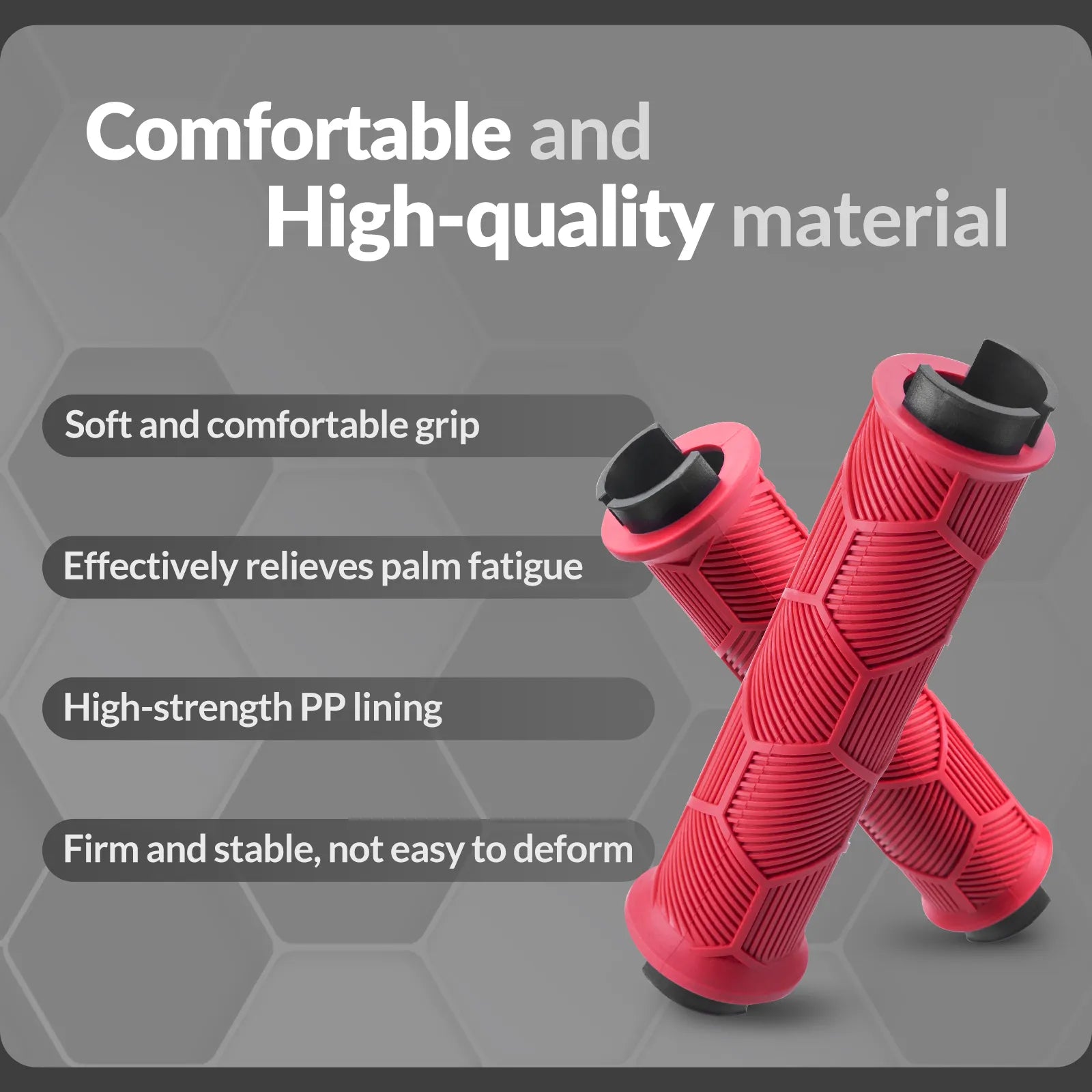 ROCKBROS double lock-on bike handlebar grips for 22.2mm bars, anti-slip rubber bicycle grips.
#color_red