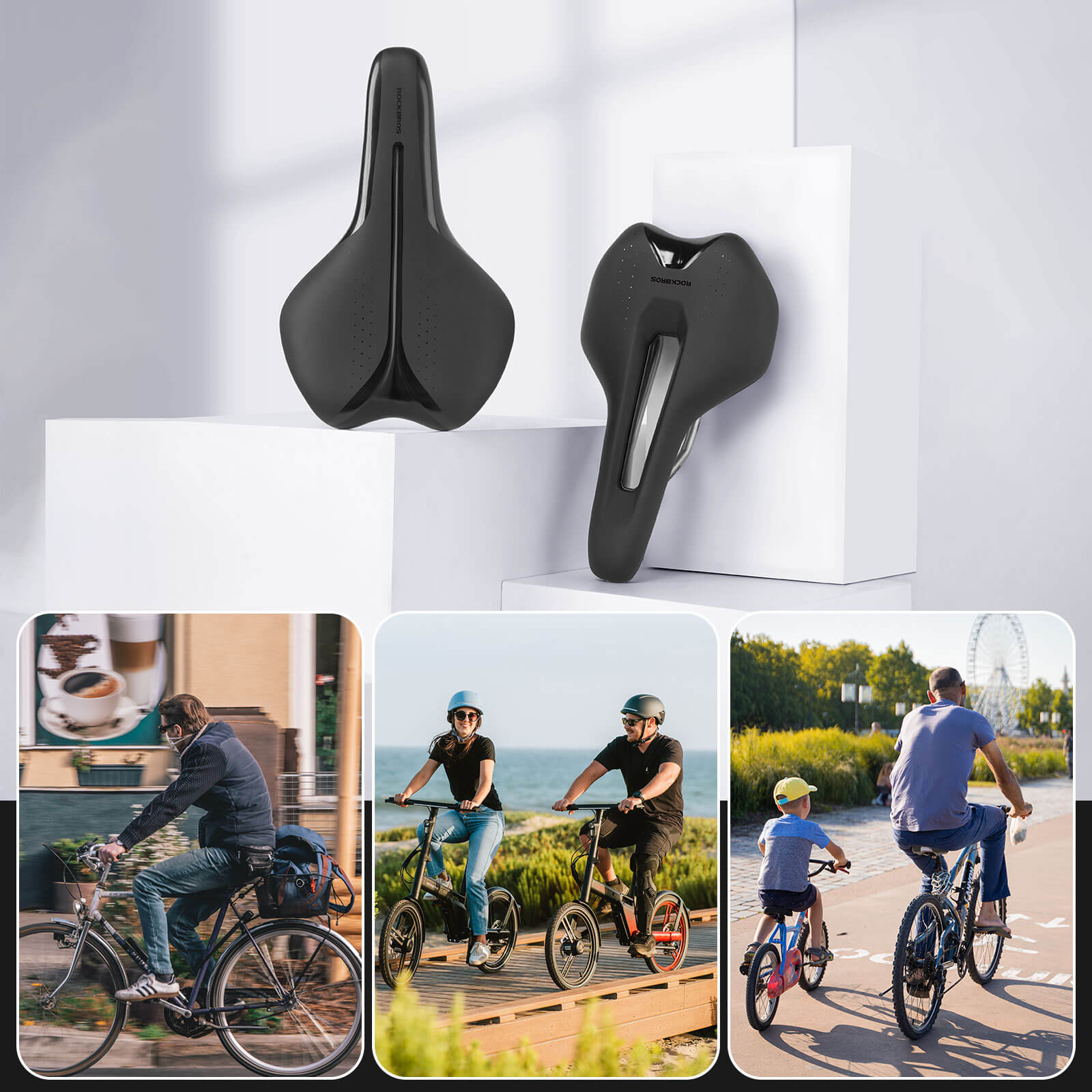 rockbros durable padded bike saddle soft tail light bracket ready for commuting and road cycling
#option_WOMEN