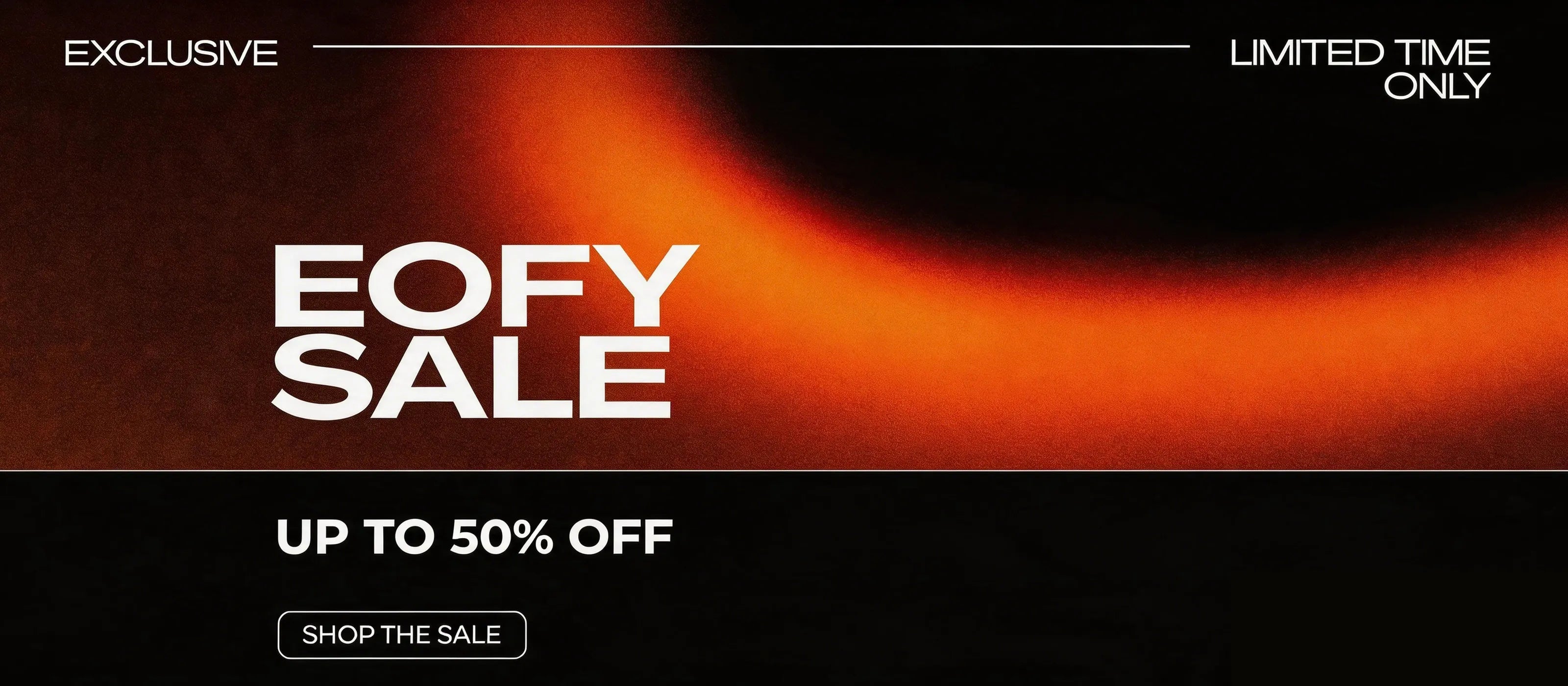 EOFY Sale Banner with up to 50% off and 20% discount on orders over $200