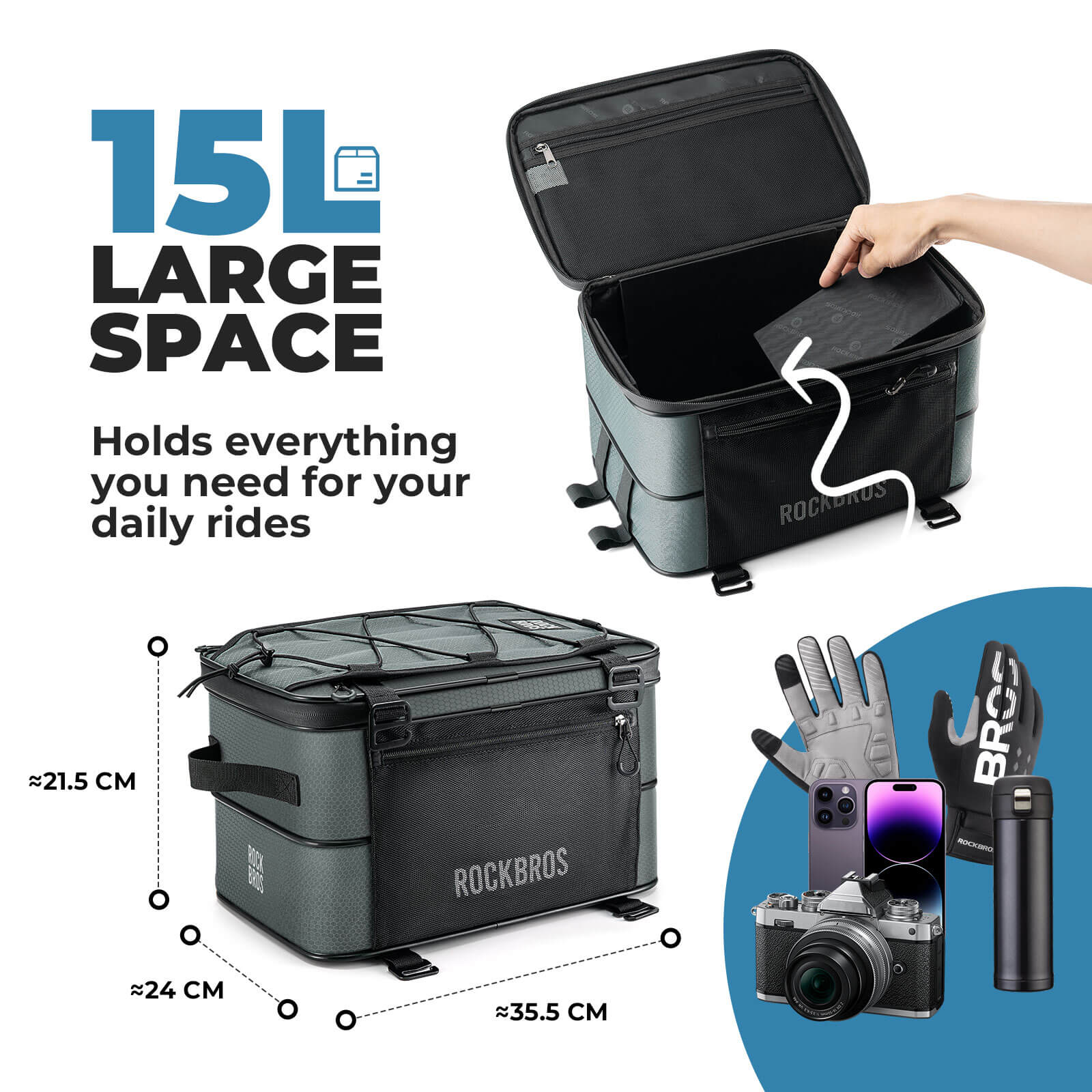 rockbros expandable bike trunk bag for extended storage needs.
#color_black
