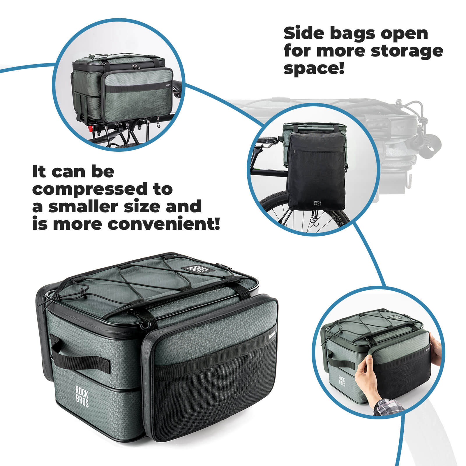 rockbros expandable bike trunk bag for extended storage needs.
#color_sage grey