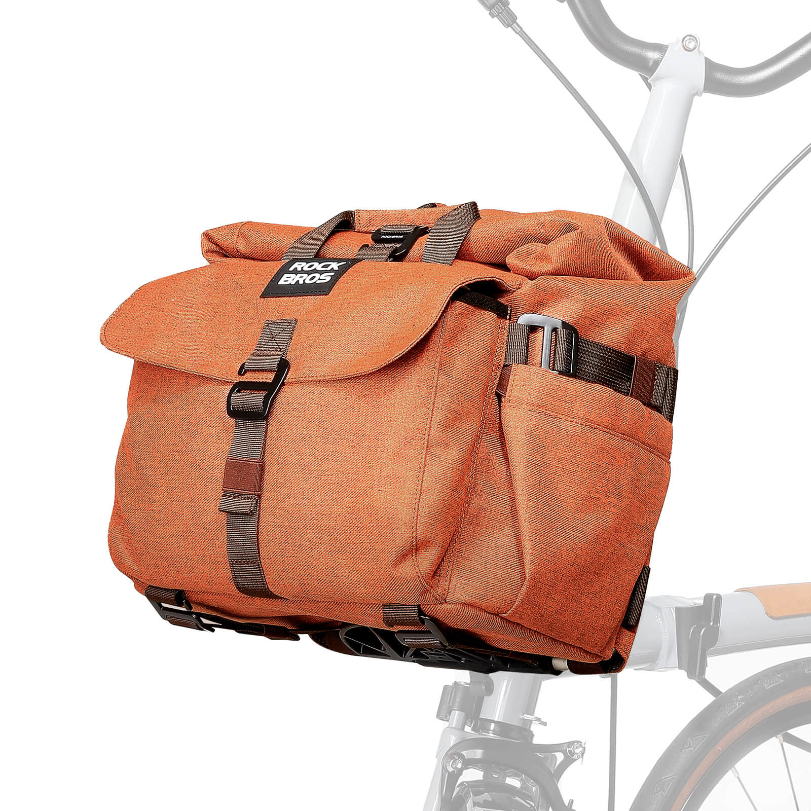 rockbros folding bike handlebar bag and backpack h46 convertible commuter storage solution.
 #Color_Orange