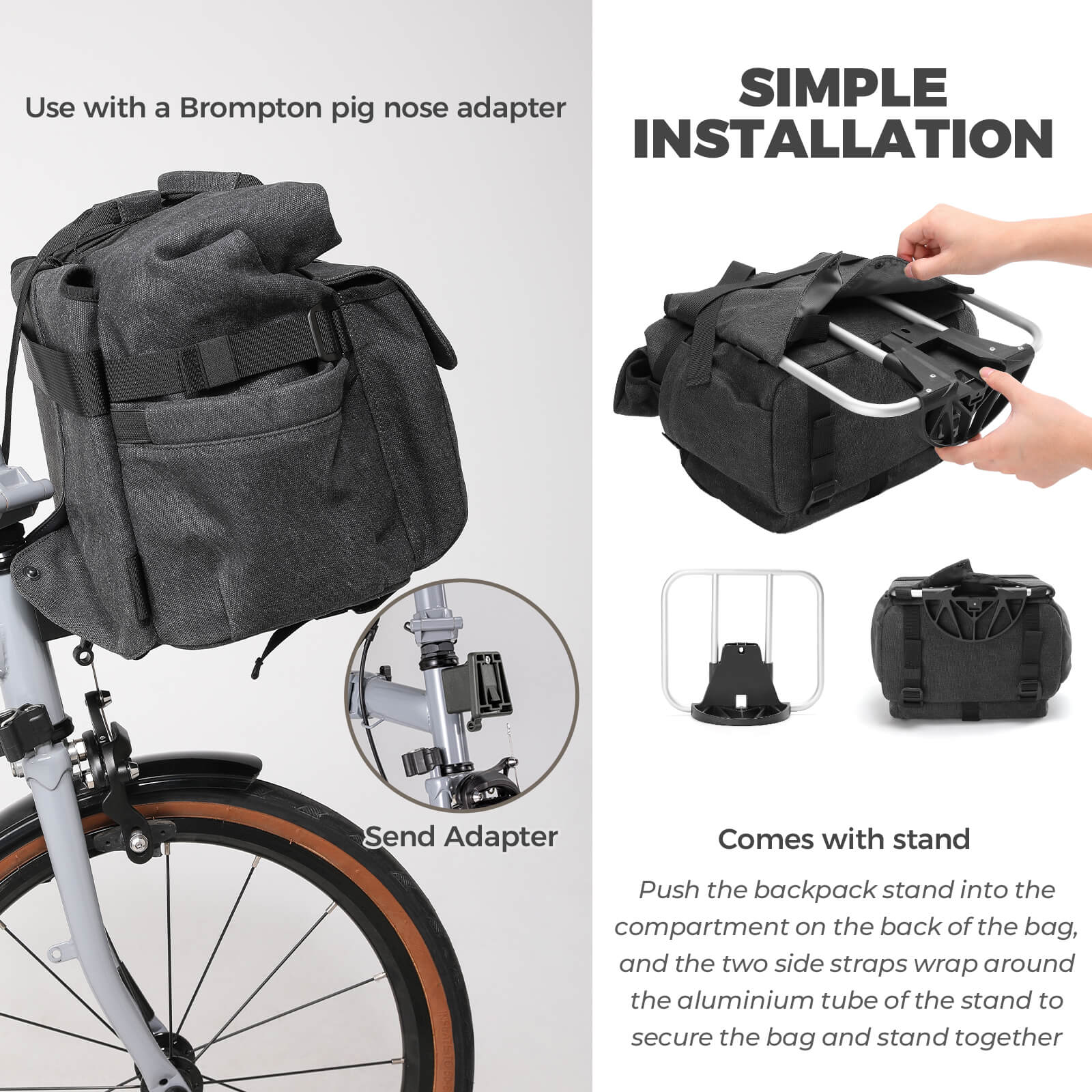 rockbros folding bike handlebar bag and backpack h46 convertible commuter storage solution.
 #Color_Orange
