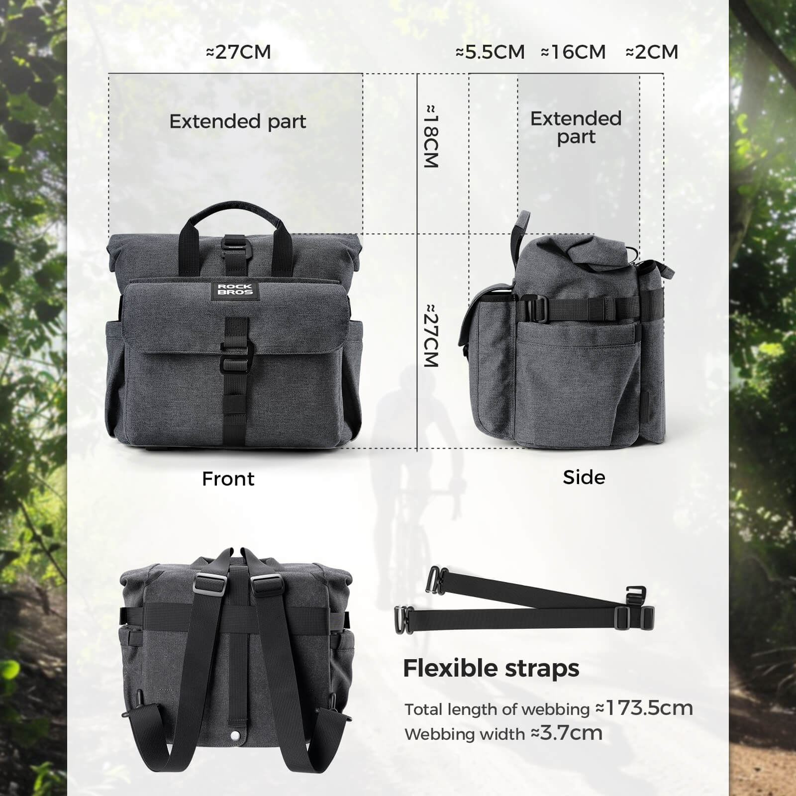 rockbros folding bike handlebar bag and backpack h46 convertible commuter storage solution.
 #Color_Orange