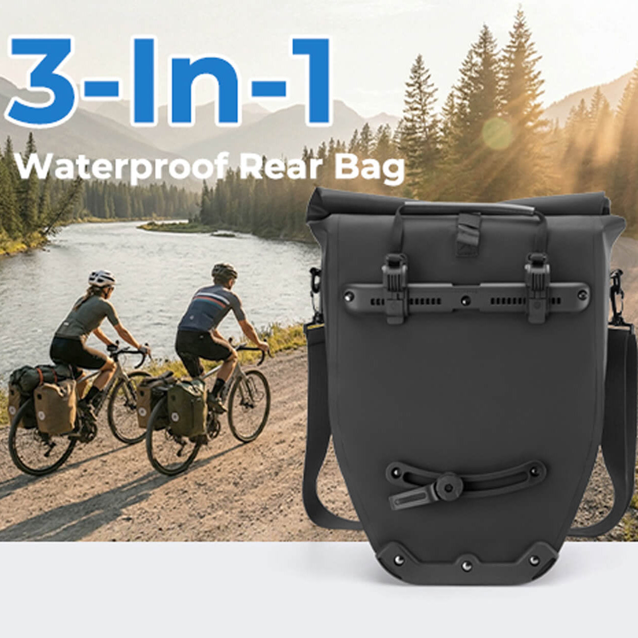 Rockbros 20L durable bike pannier bag for long distance touring and gravel biking