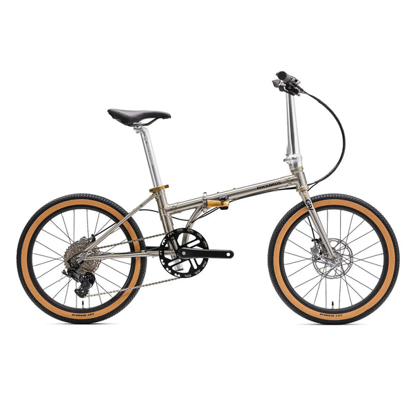 Rockbros Garvis 20 inch chromoly steel folding bike with 9-speed drivetrain.
#color_Raw Steel