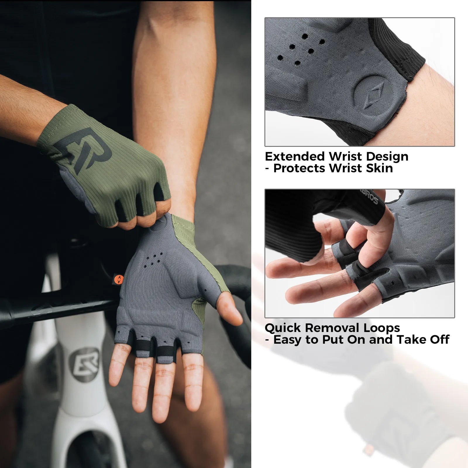 Comfortable gel-padded cycling gloves with elastic interface and non-slip design
#color_white