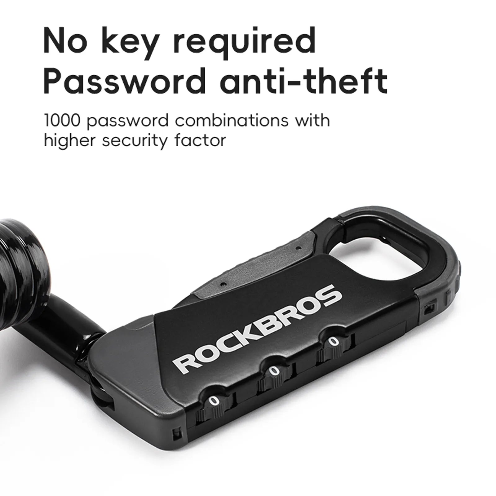 RockBros portable keyless helmet lock with 3-digit combination password for anti-theft security