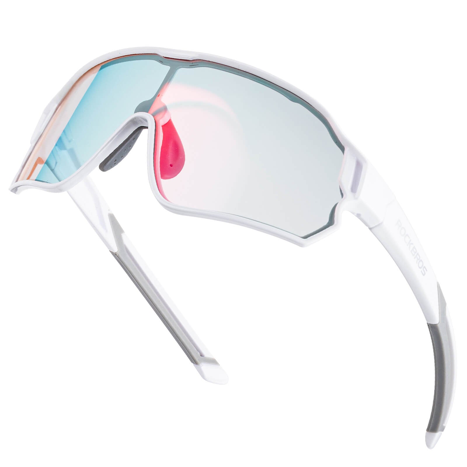 ROCKBROS kids photochromic bike sunglasses with adjustable frame.
#color_grey white