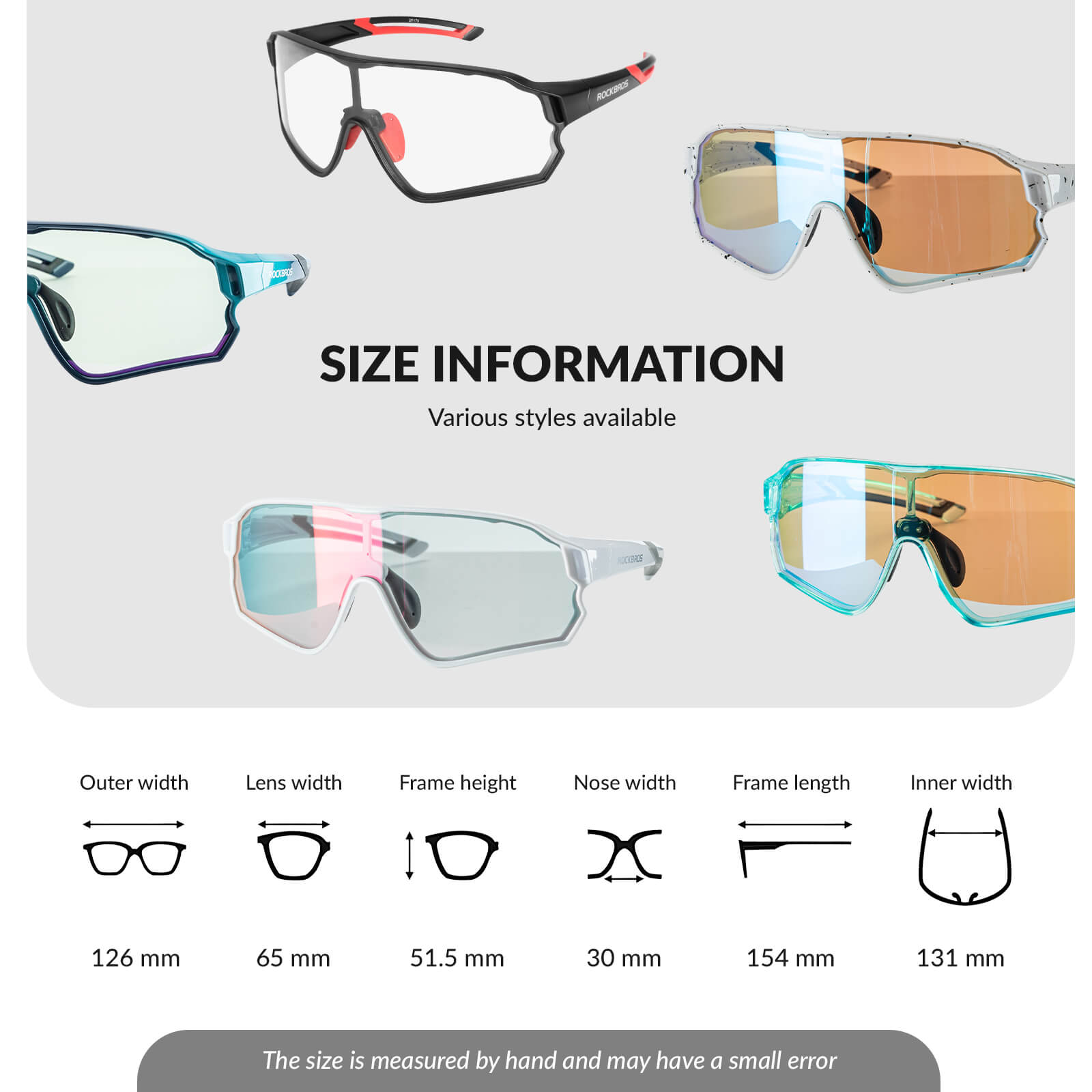 ROCKBROS kids photochromic bike sunglasses with adjustable frame.
#color_black
