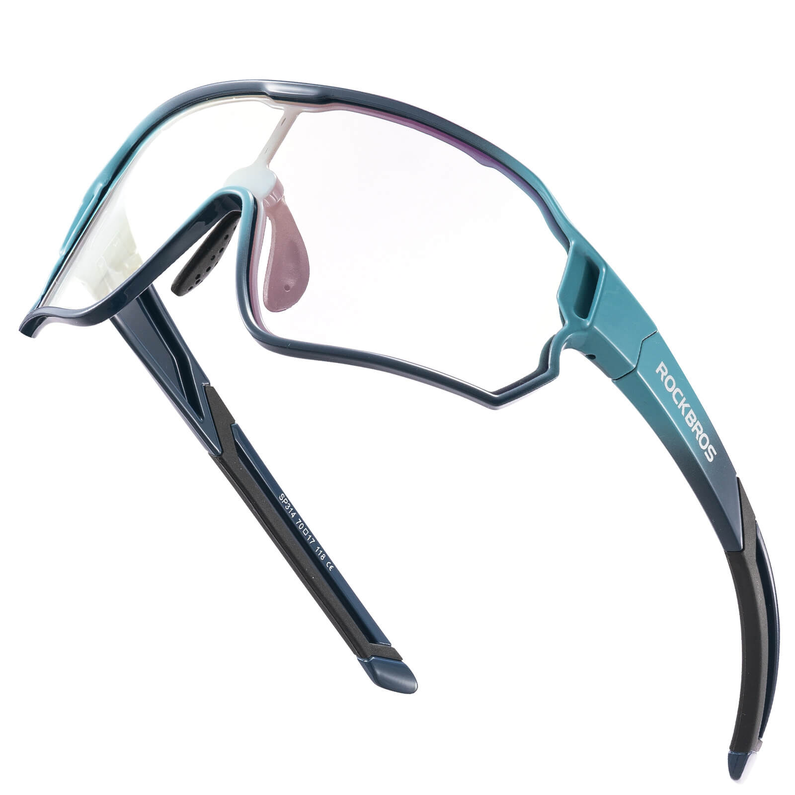 ROCKBROS kids photochromic bike sunglasses with adjustable frame.
#color_sky blue