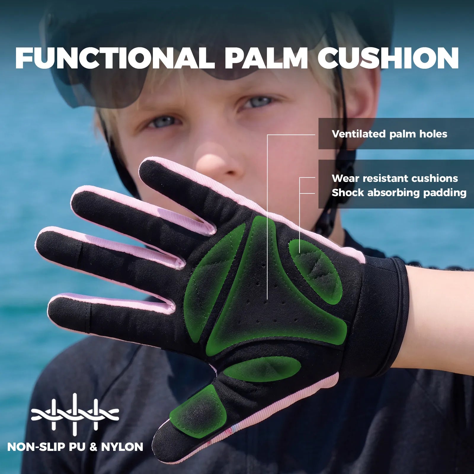 ROCKBROS Kids Full Finger Sports Gloves with Impact Resistant PVC Knuckle Guard for Cycling and BMX.
#color_purple