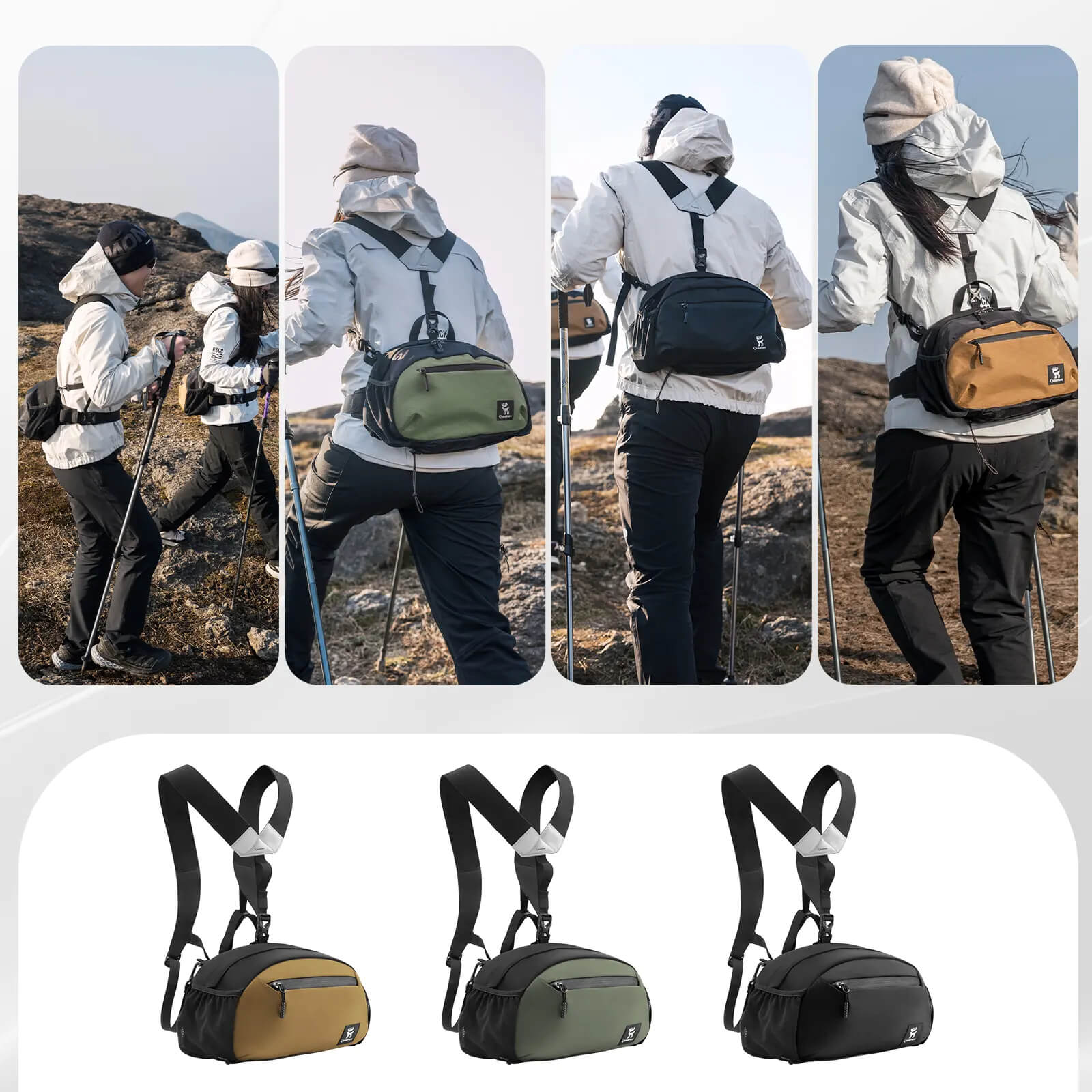 Water-repellent waist bag, suitable for outdoor rainy weather.
#color_khaki