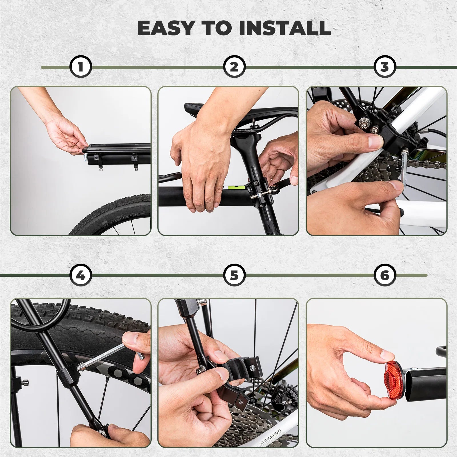 ROCKBROS lightweight rear bicycle cargo rack with adjustable seat post mount installed on a bike.
#options_Standard Quick Release