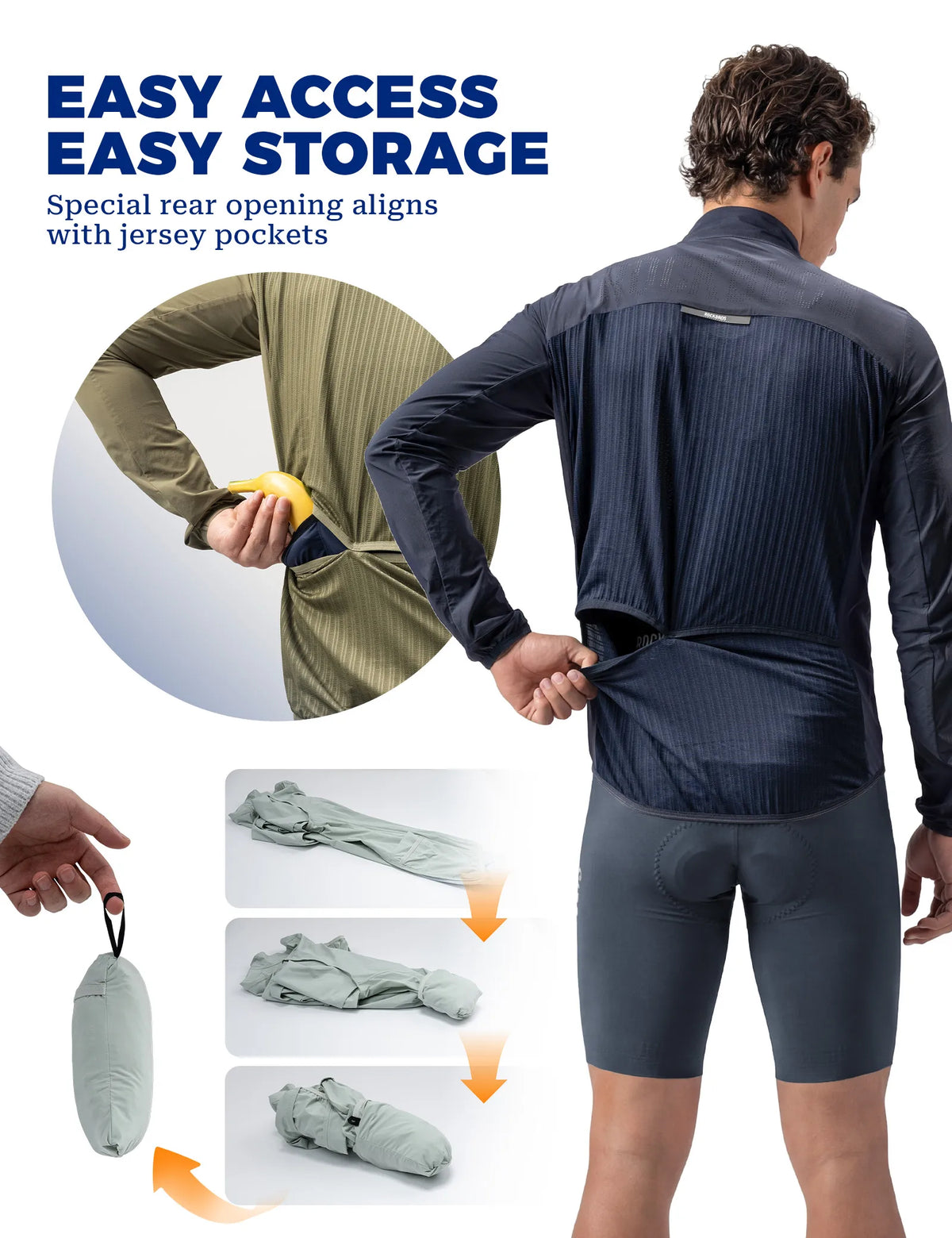 ROCKBROS lightweight windproof cycling jacket with breathable mesh back.
#colour_green