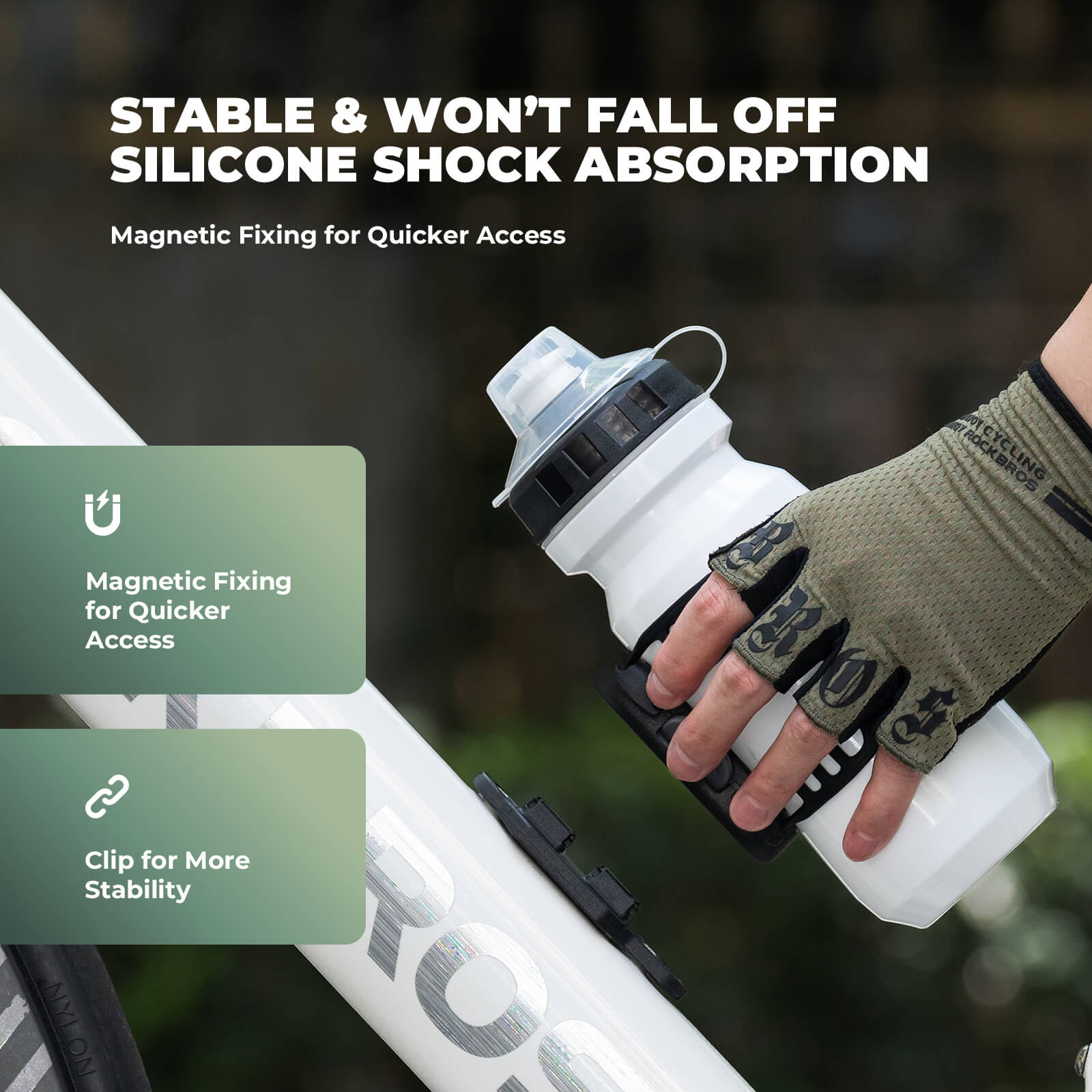 rockbros magnetic strap-on bike bottle cage for quick release and easy mounting.
#options_Standard Hold