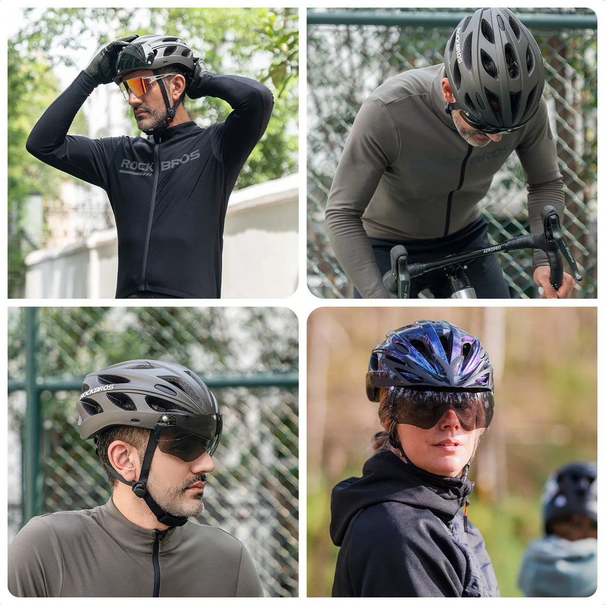 rockbros magnetic goggles cycling helmet for road and mountain biking.
#colour_black