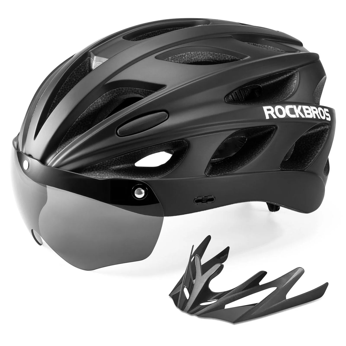 rockbros magnetic goggles cycling helmet for road and mountain biking.
#colour_black