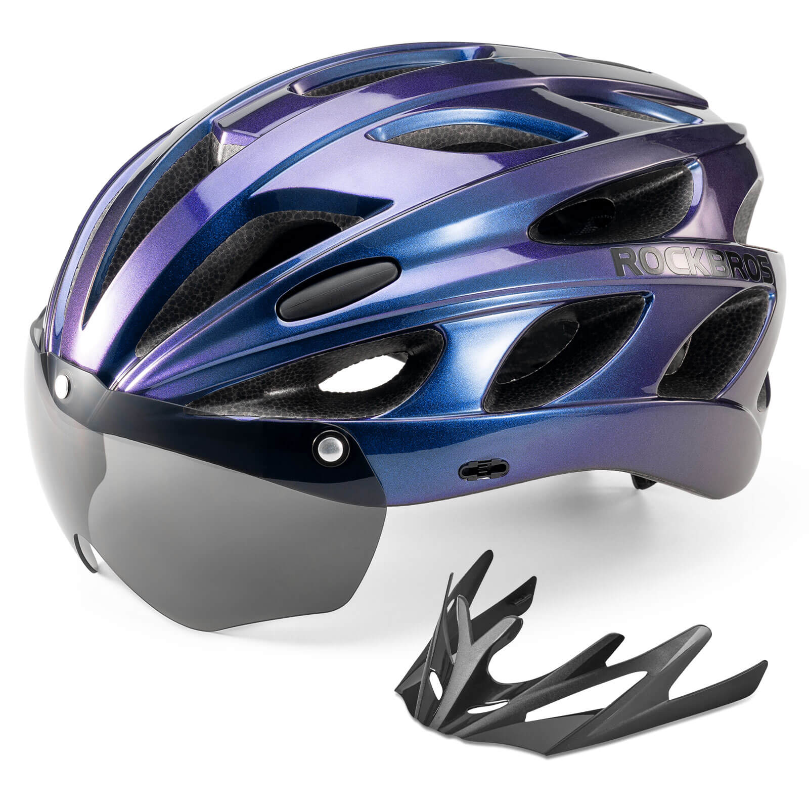 rockbros magnetic goggles cycling helmet for road and mountain biking.
#color_blueviolet