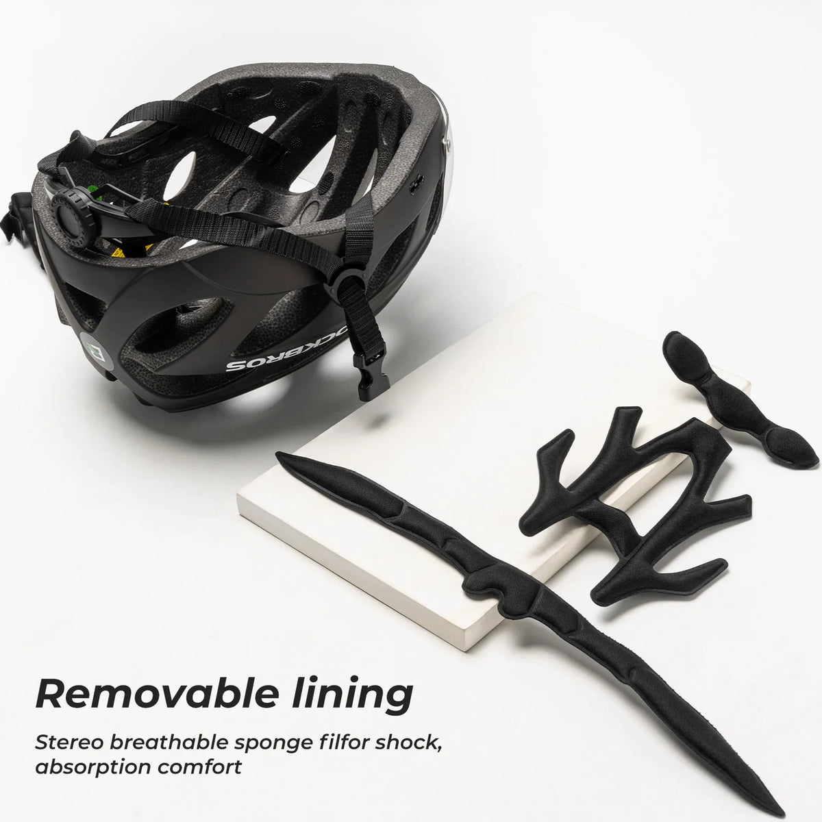 rockbros magnetic goggles cycling helmet for road and mountain biking.
#colour_white