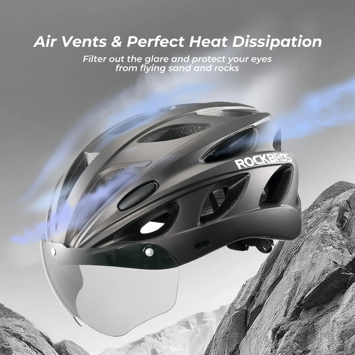 rockbros magnetic goggles cycling helmet for road and mountain biking.
#colour_white