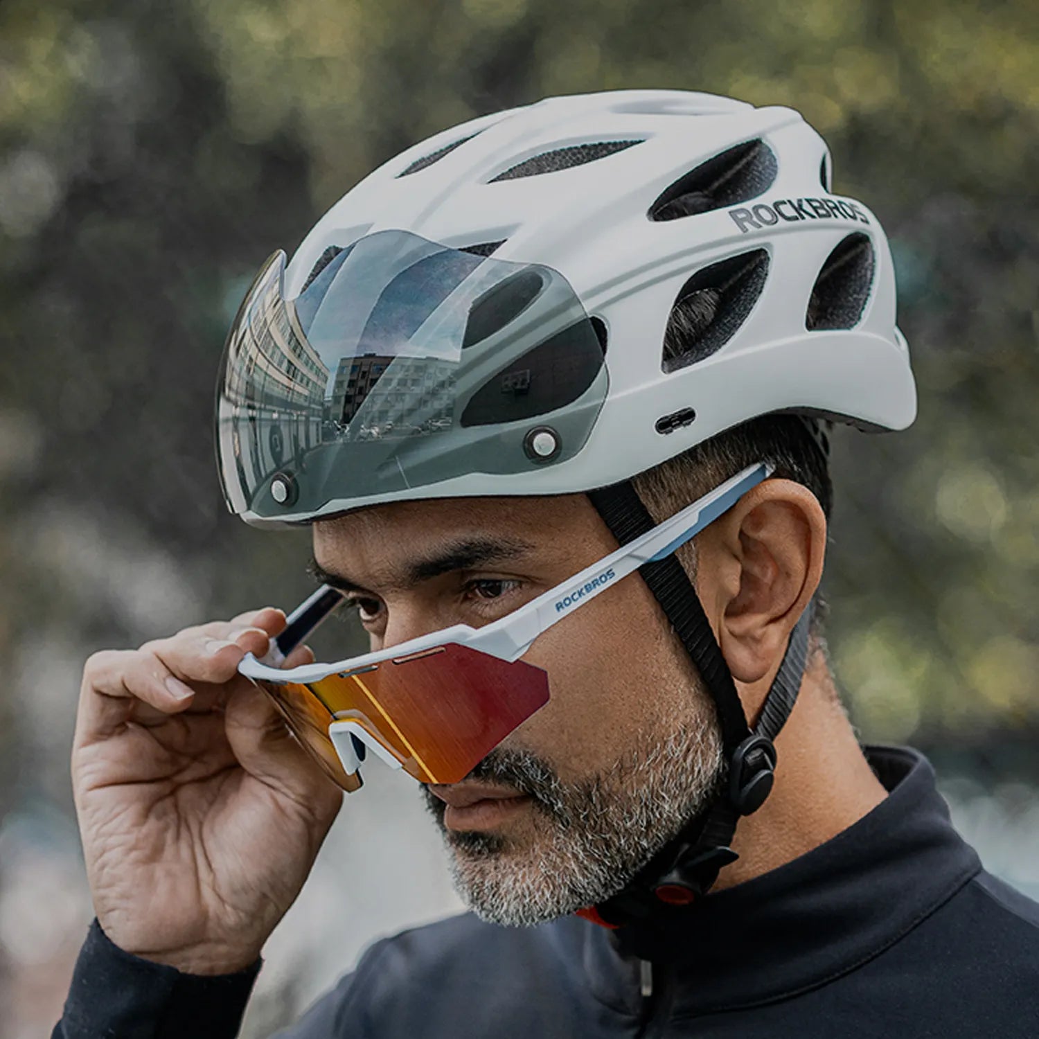 ROCKBROS men's helmet collection for road cycling, mountain biking and daily rides