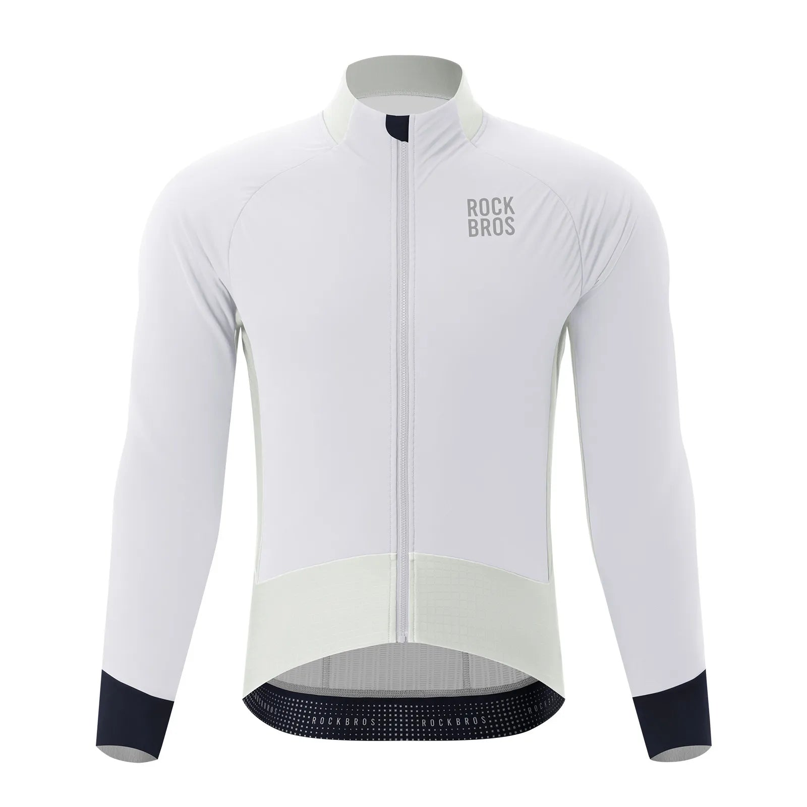 ROCKBROS Men's Outdoor Cycling Jacket with High-Visibility Reflective Strips.
#color_white