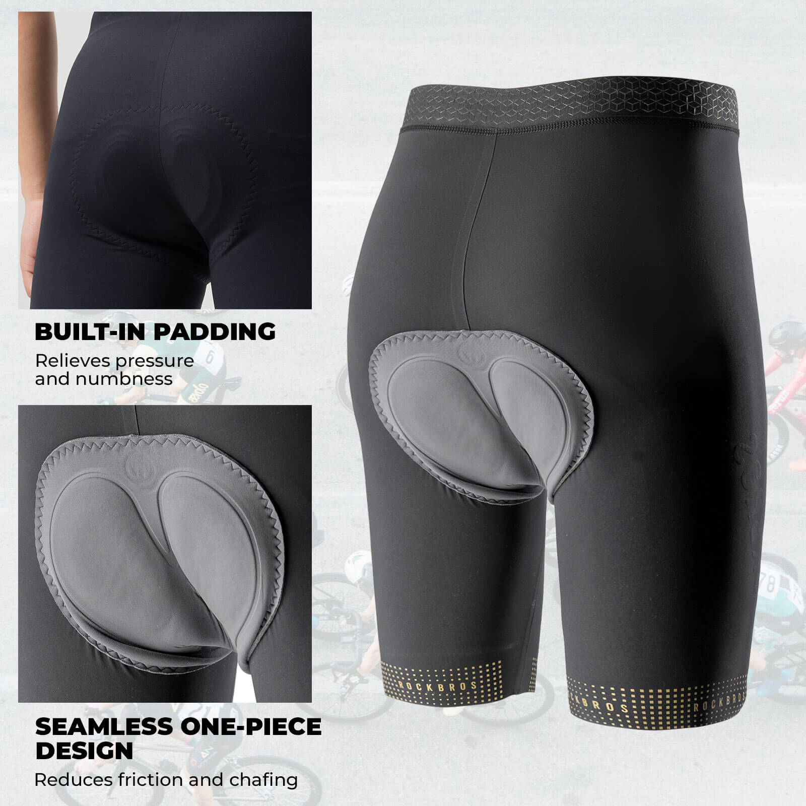 ROCKBROS breathable cycling shorts for men summer riding
#color_black