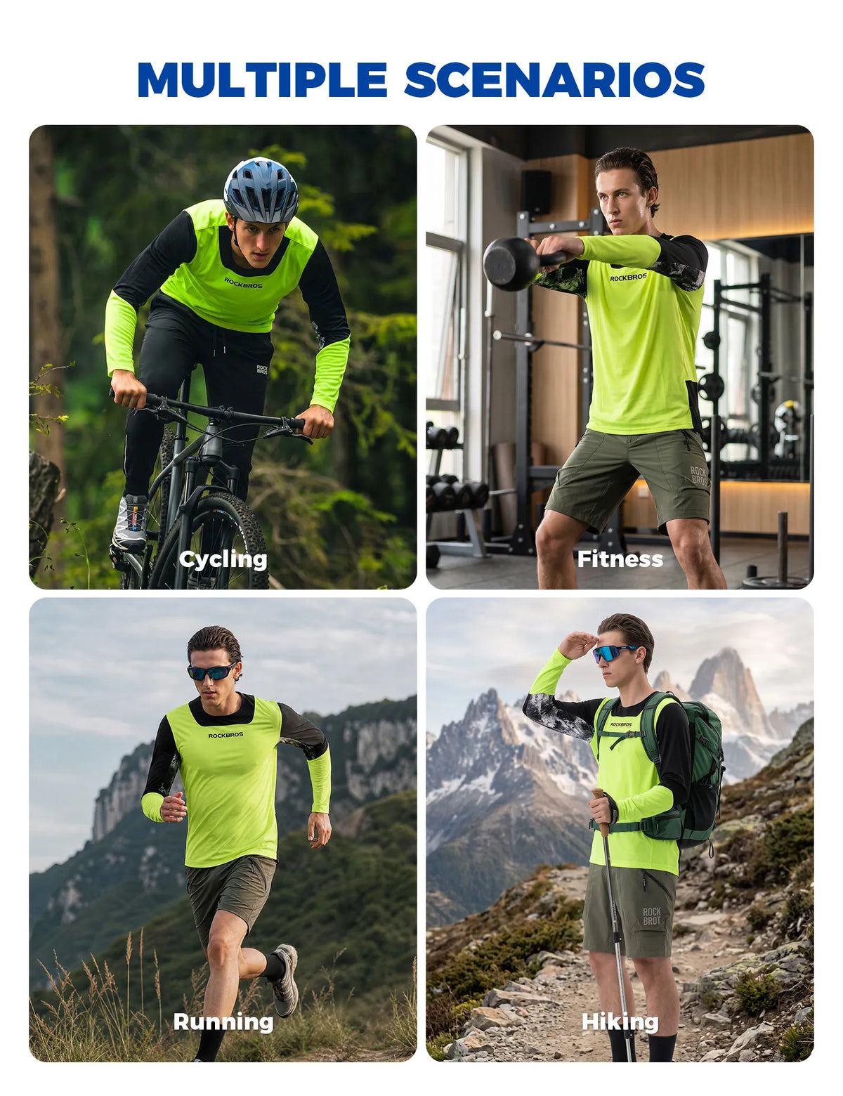 ROCKBROS men's MTB long sleeve trail jersey front view