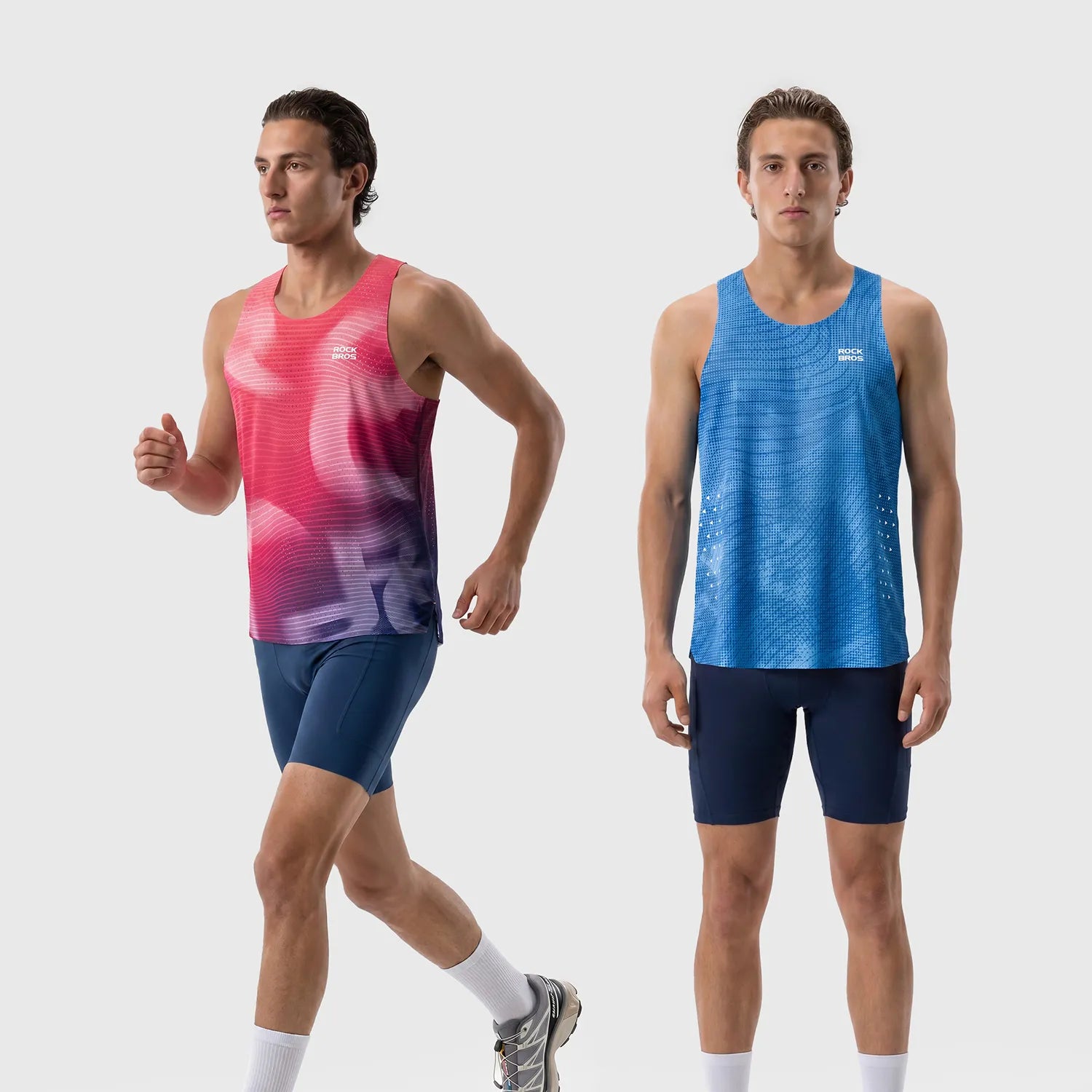 ROCKBROS men's lightweight running singlet in black, breathable quick-dry fabric for race training